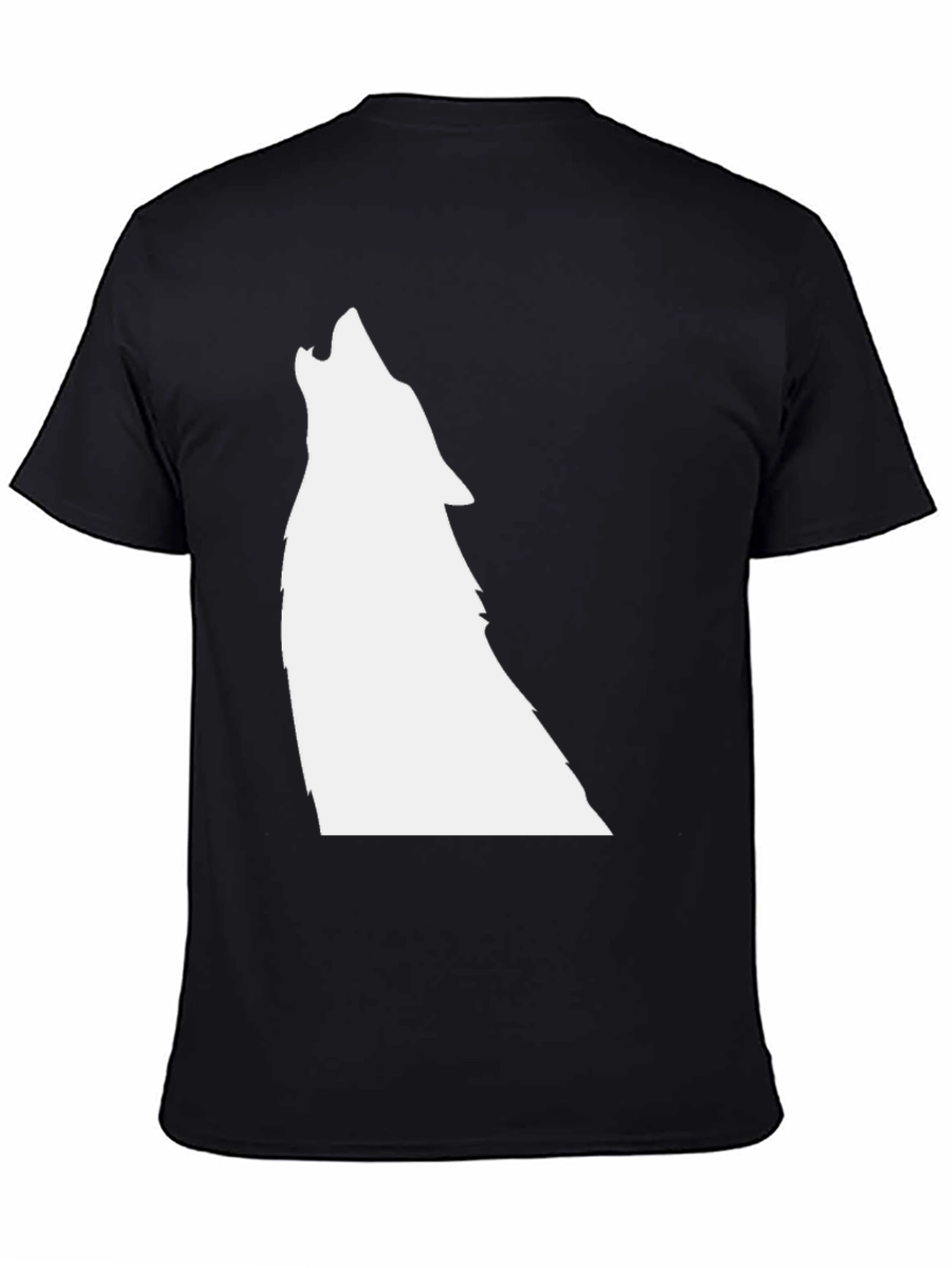 Black T-Shirt with Wolf Graphic