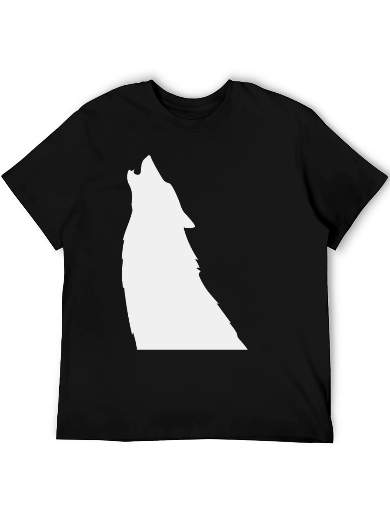 Black T-Shirt with Wolf Graphic