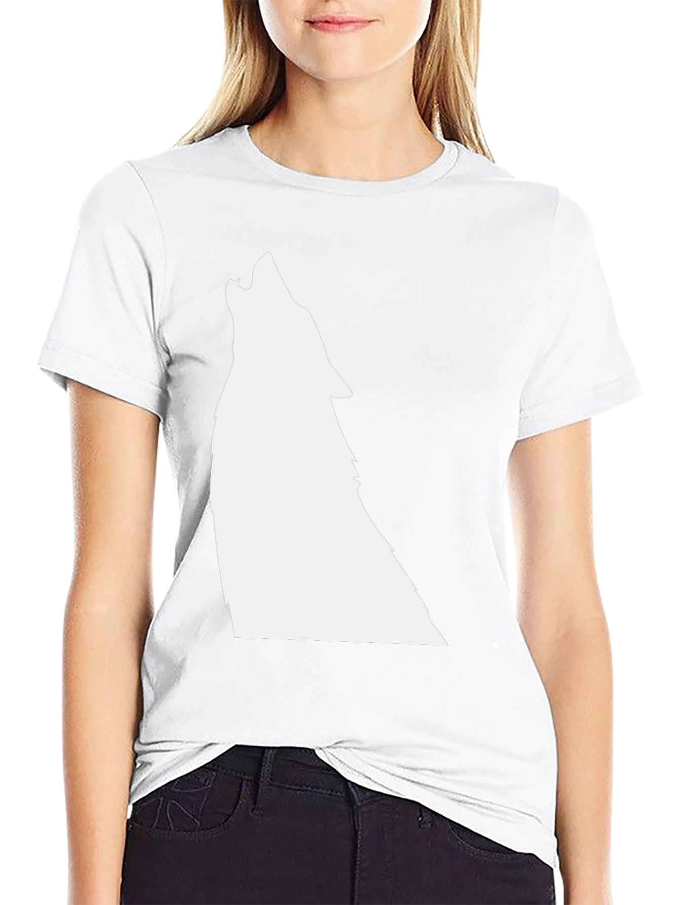 Black T-Shirt with Wolf Graphic