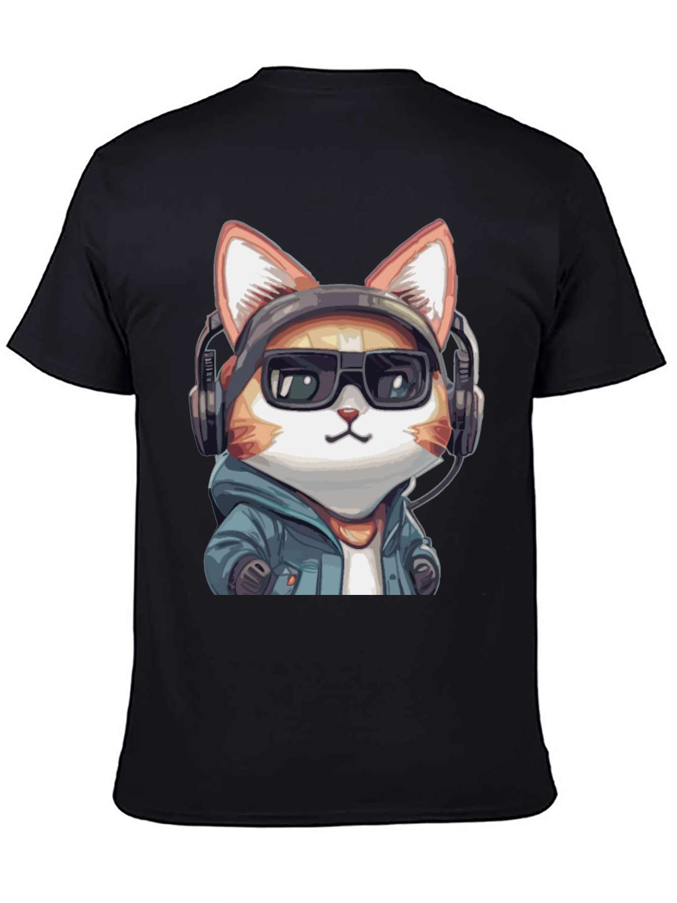 Cool Cat DJ Graphic Tee - Black Cotton T-Shirt