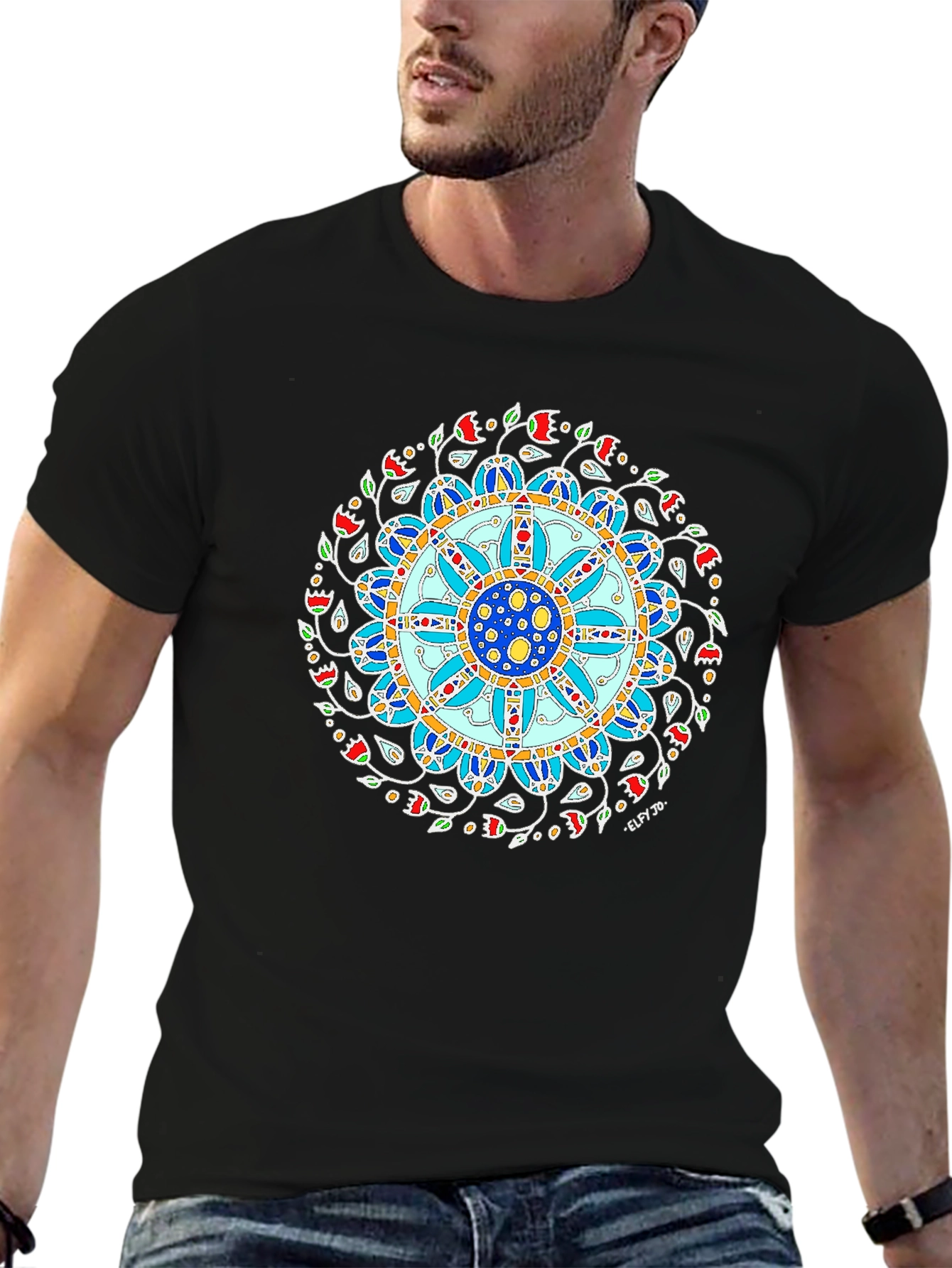 Mandala Art Print Black T-Shirt