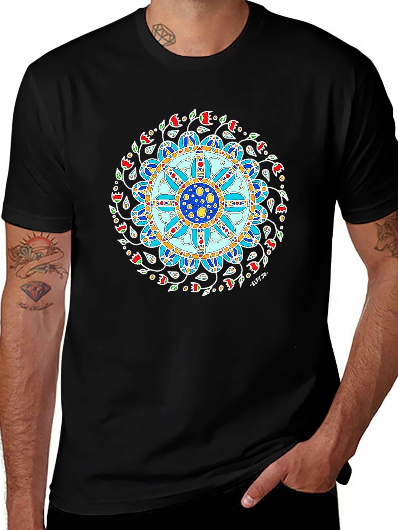 Mandala Art Print Black T-Shirt