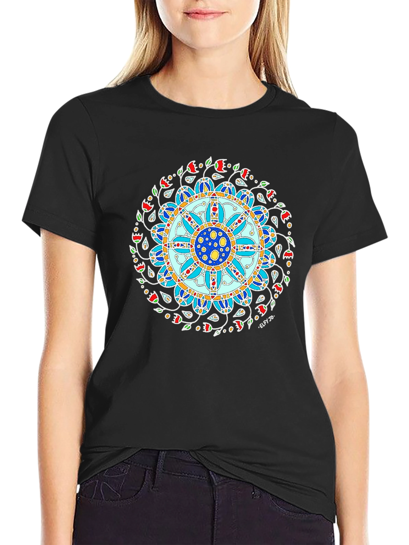Mandala Art Print Black T-Shirt
