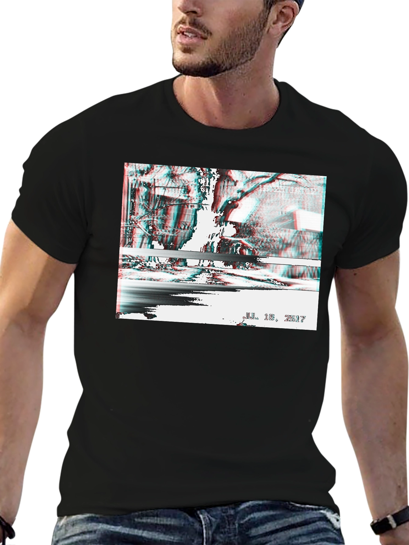 Distorted Reality Graphic Tee - Black