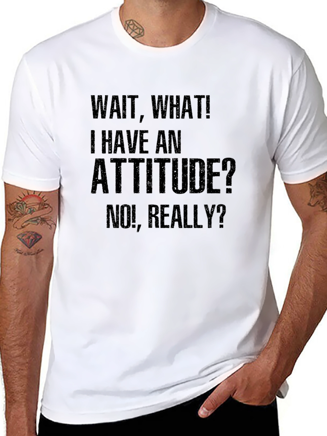 Wait What Attitude Mens Graphic Tee