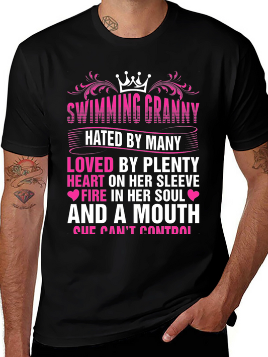 Swimming Granny Graphic Tee - Hated by Many Loved by Plenty