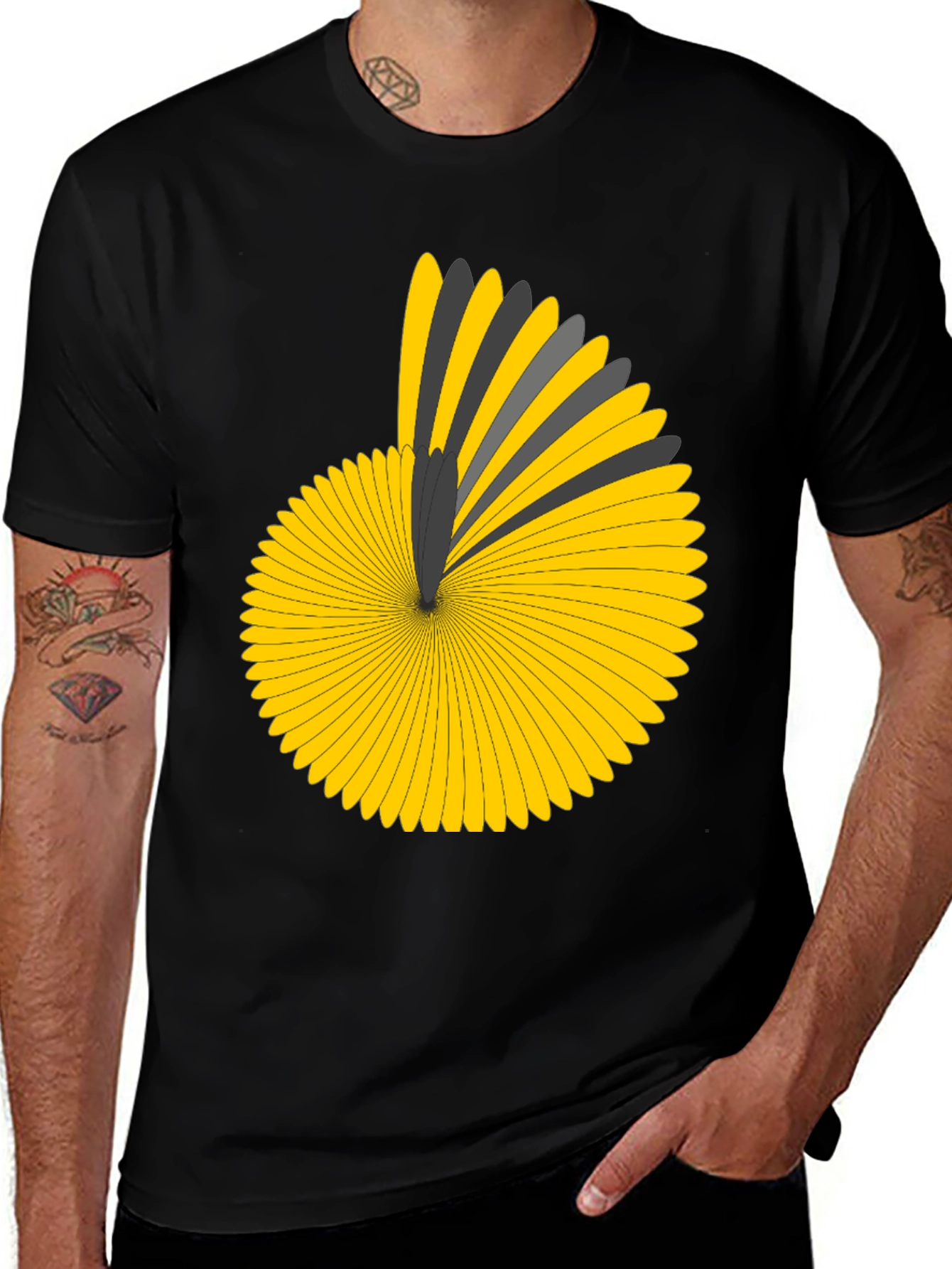 Geometric Pattern Black T-Shirt