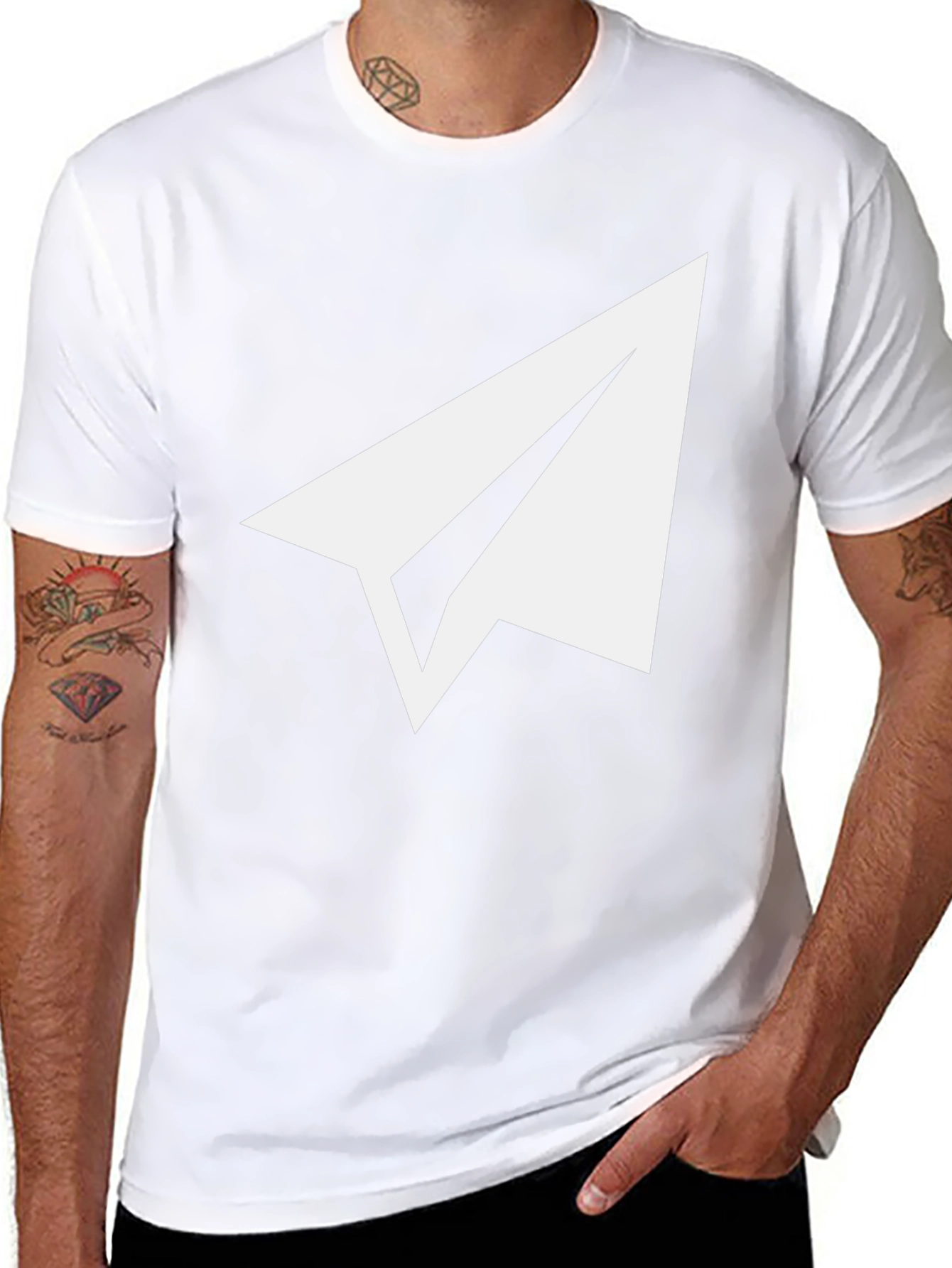 Paper Airplane Graphic Tee - Soft Black Cotton Blend