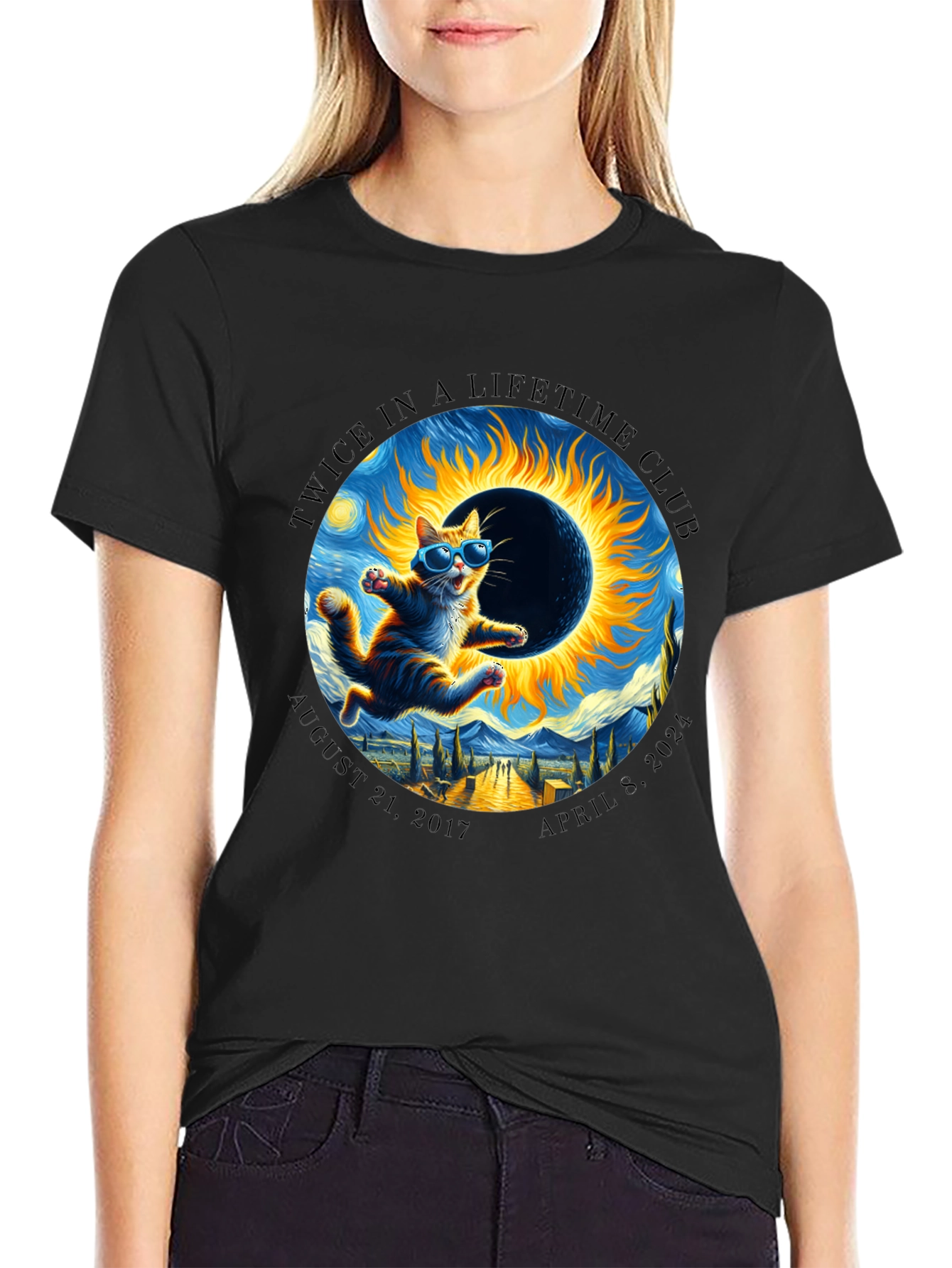 Twice in a Lifetime Club Solar Eclipse Cat T-Shirt
