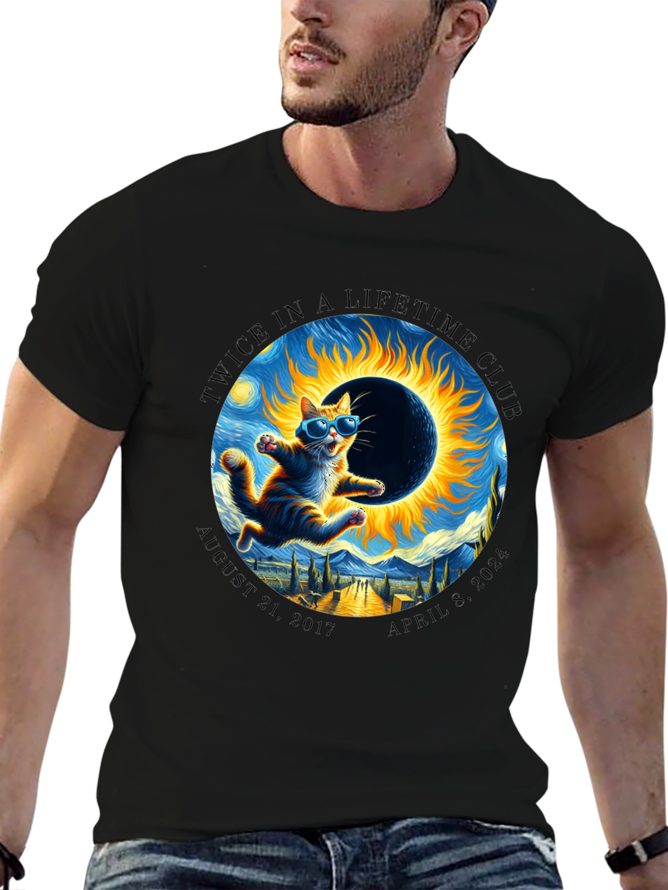 Twice in a Lifetime Club Solar Eclipse Cat T-Shirt