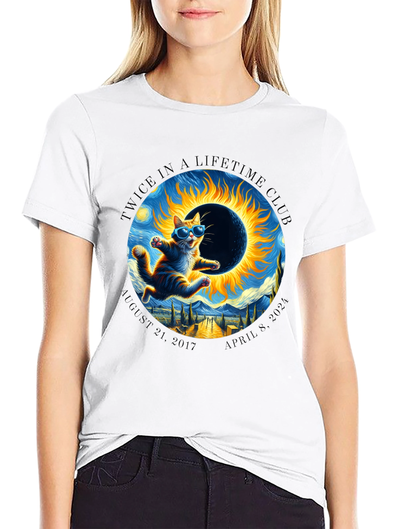 Twice in a Lifetime Club Solar Eclipse Cat T-Shirt