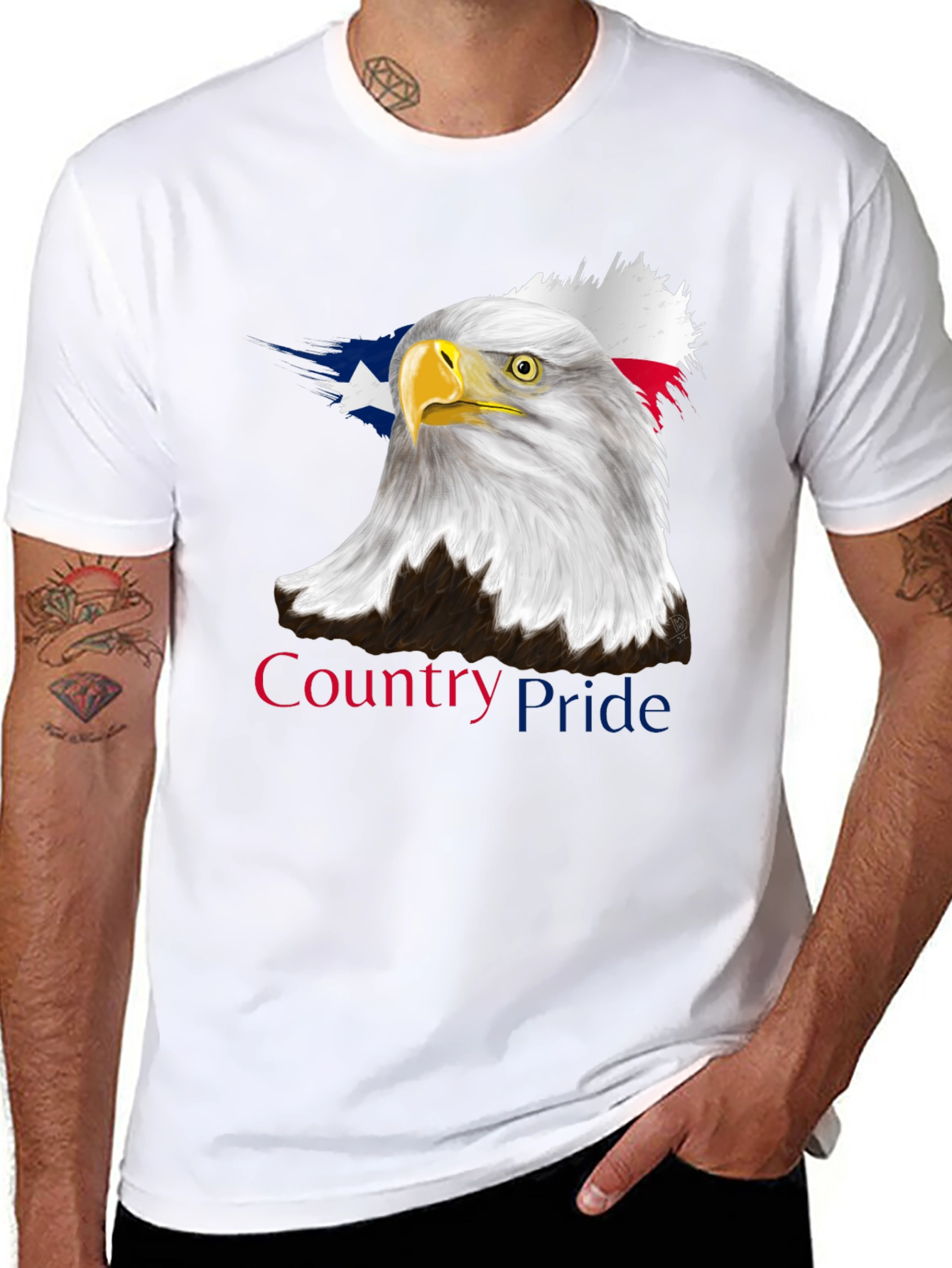 Country Pride Eagle Graphic Tee - Patriotic Black T-Shirt