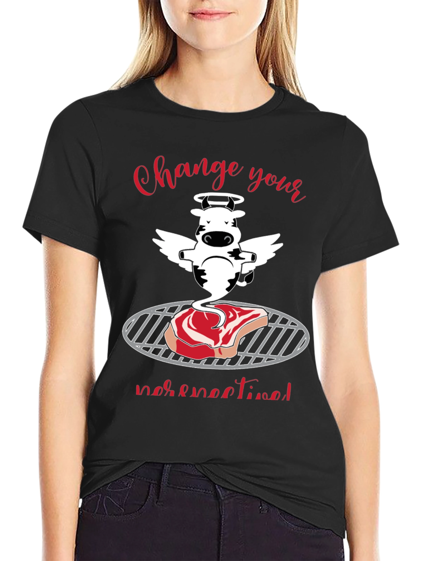 Funny Cow Angel Steak BBQ T-Shirt