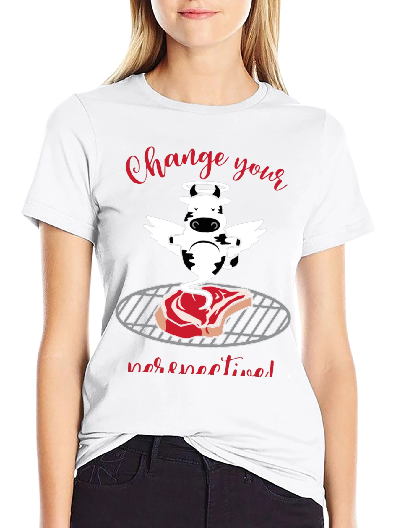 Funny Cow Angel Steak BBQ T-Shirt