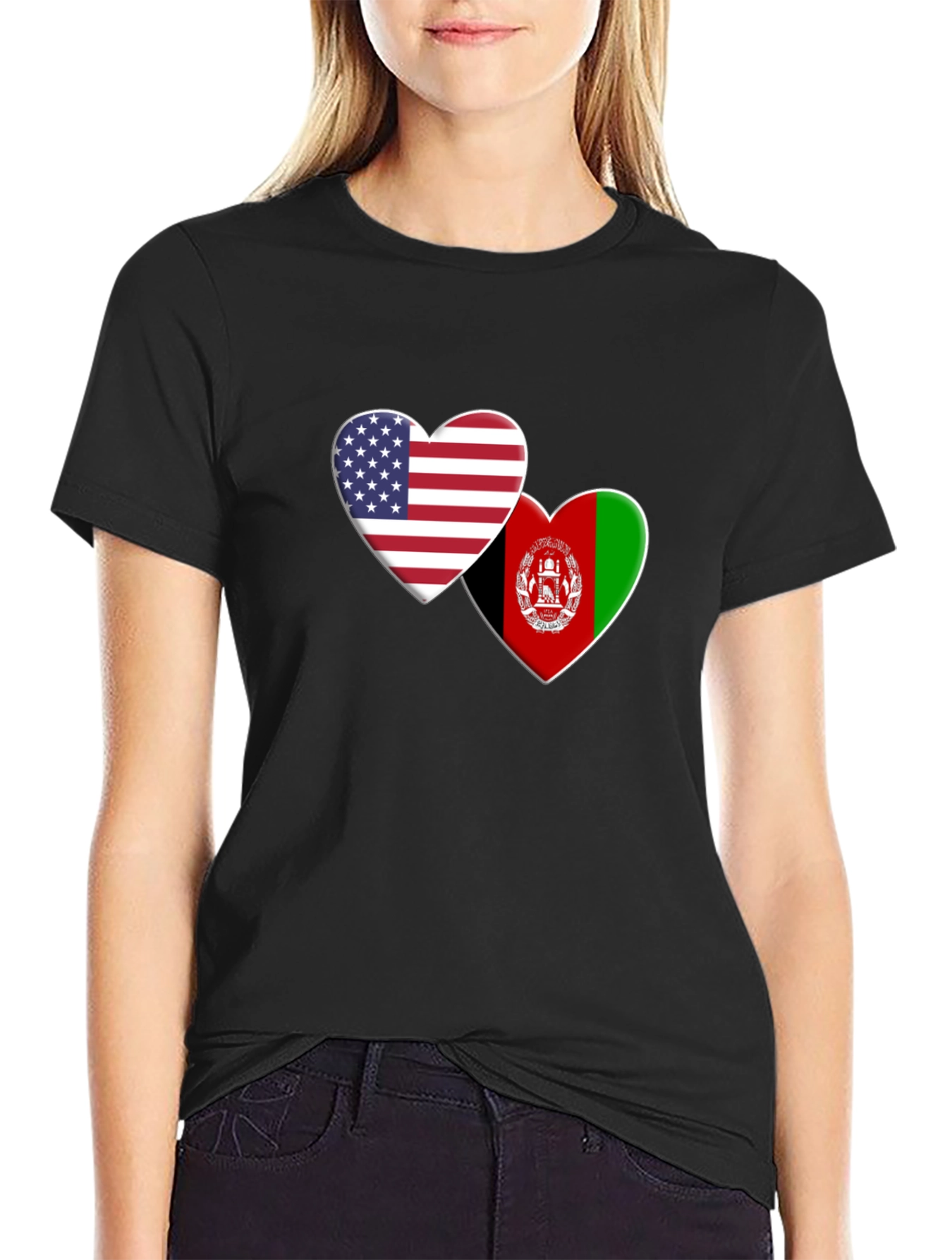 USA Afghanistan Heart Flag T-Shirt