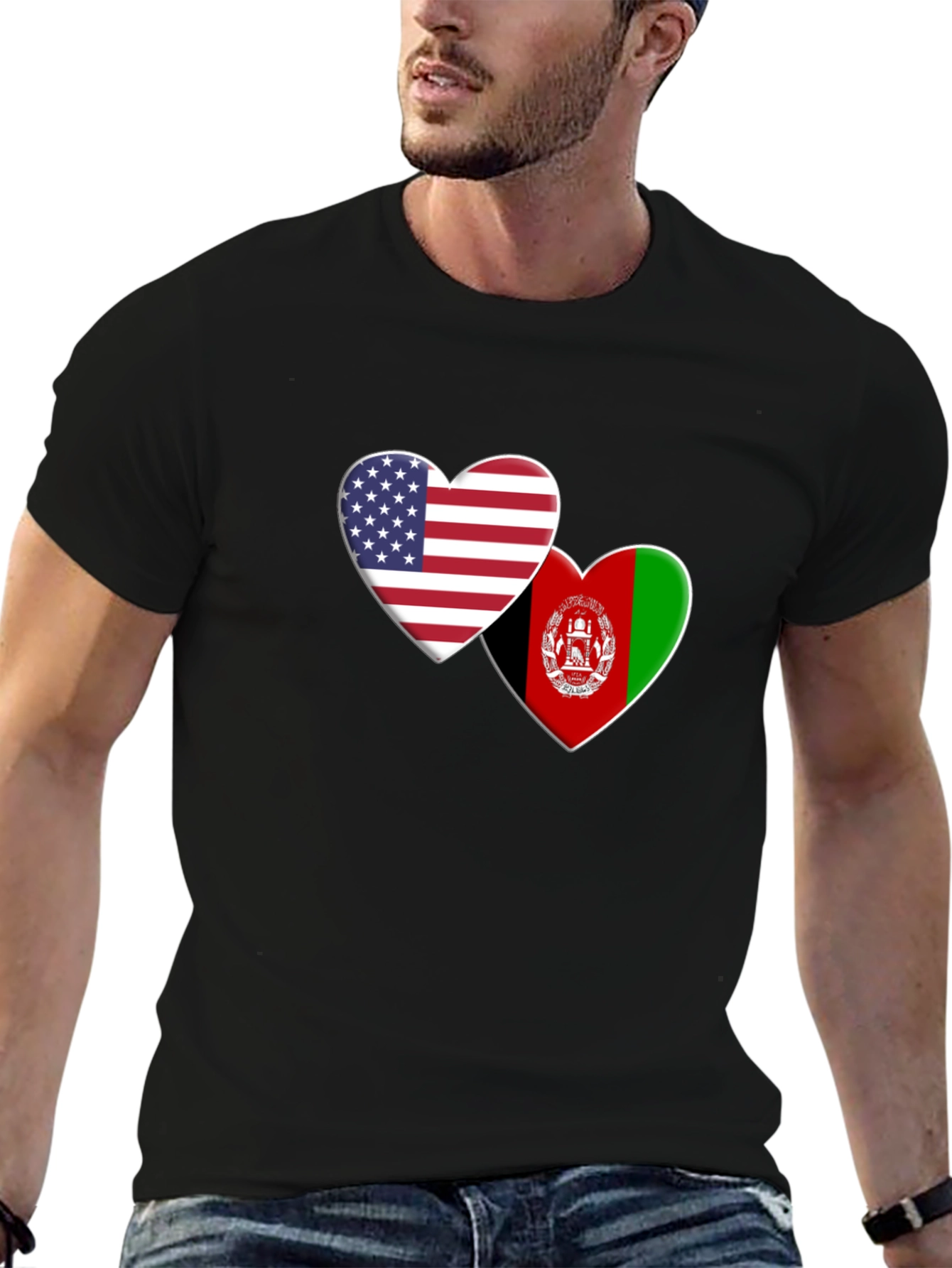 USA Afghanistan Heart Flag T-Shirt