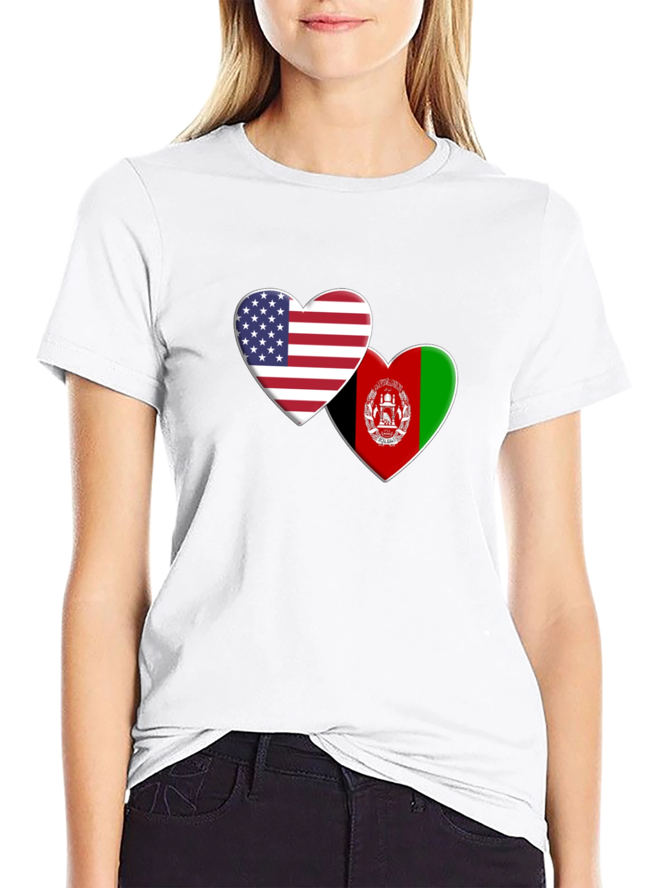 USA Afghanistan Heart Flag T-Shirt