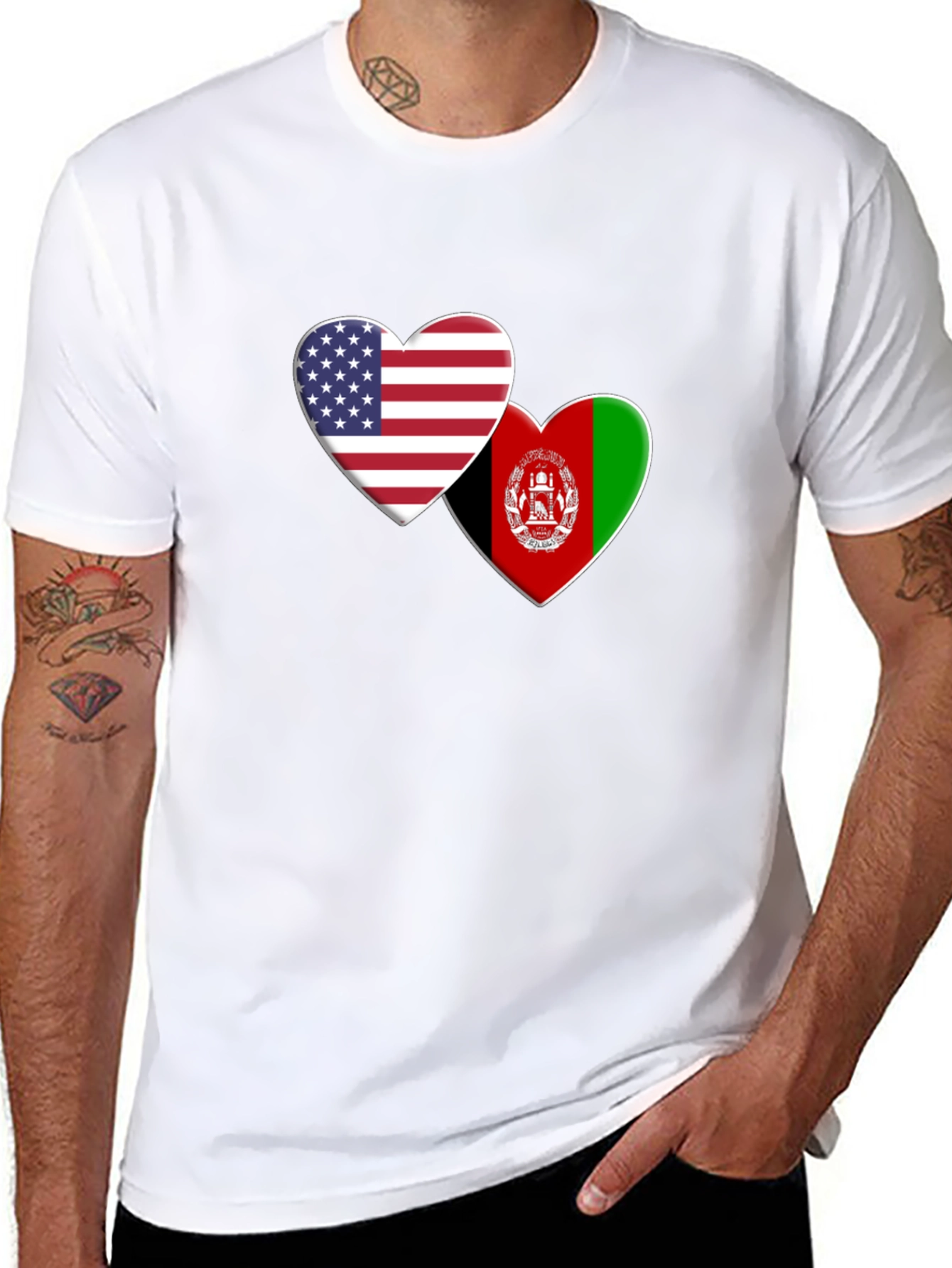 USA Afghanistan Heart Flag T-Shirt