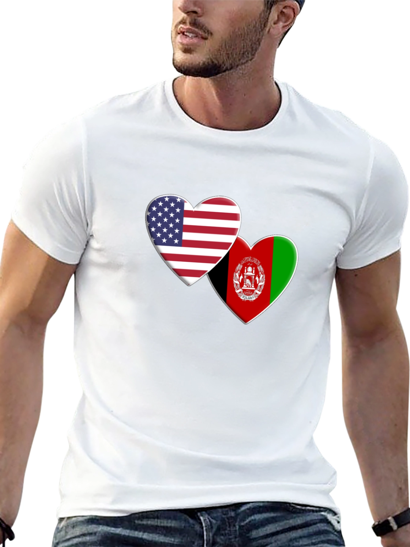 USA Afghanistan Heart Flag T-Shirt