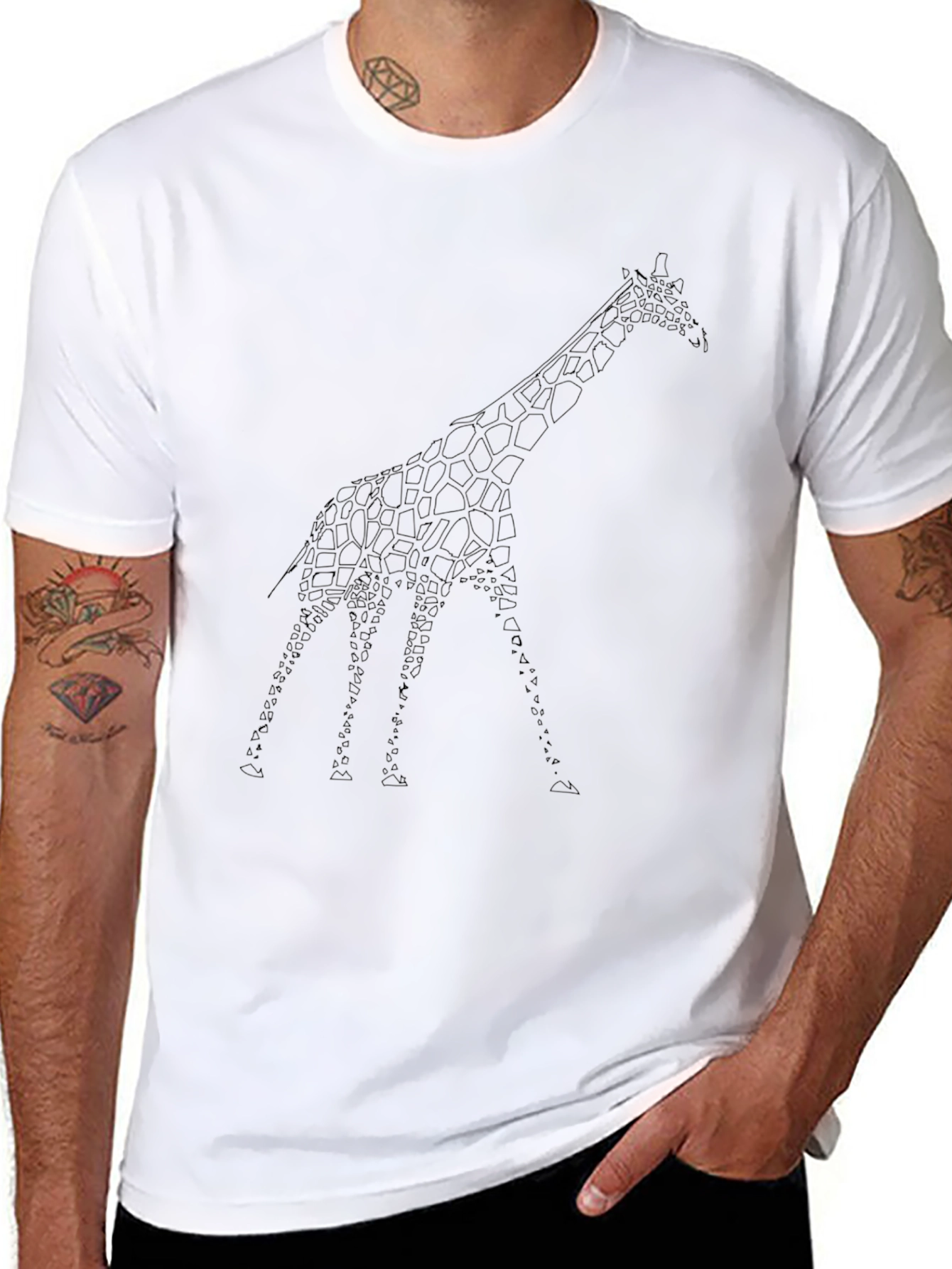Giraffe Print Black T-Shirt | Modern Casual Tee