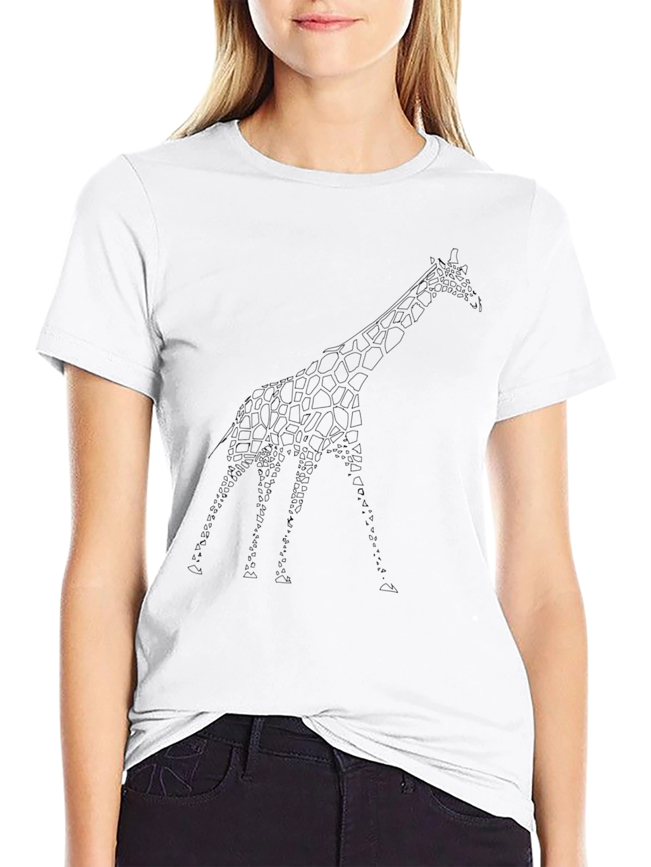 Giraffe Print Black T-Shirt | Modern Casual Tee