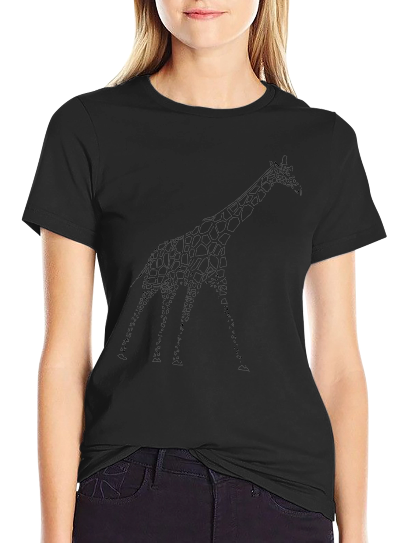 Giraffe Print Black T-Shirt | Modern Casual Tee