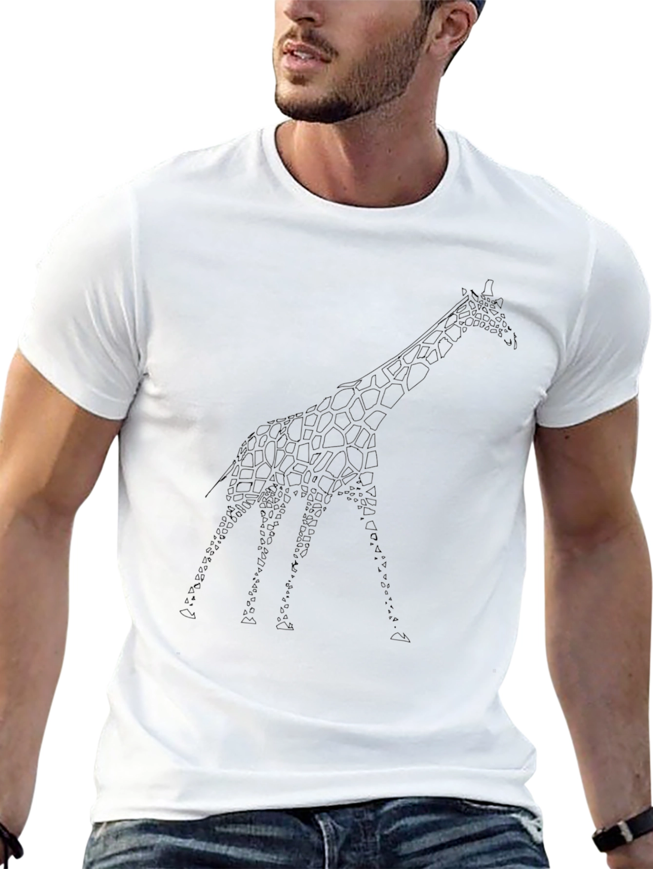 Giraffe Print Black T-Shirt | Modern Casual Tee