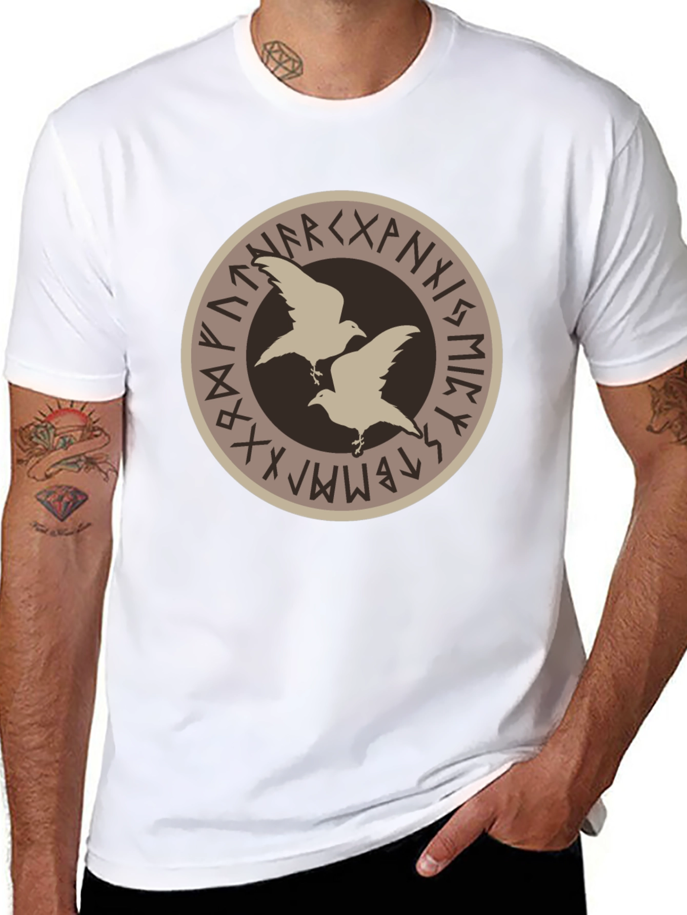 Viking Ravens Runes Black T-Shirt