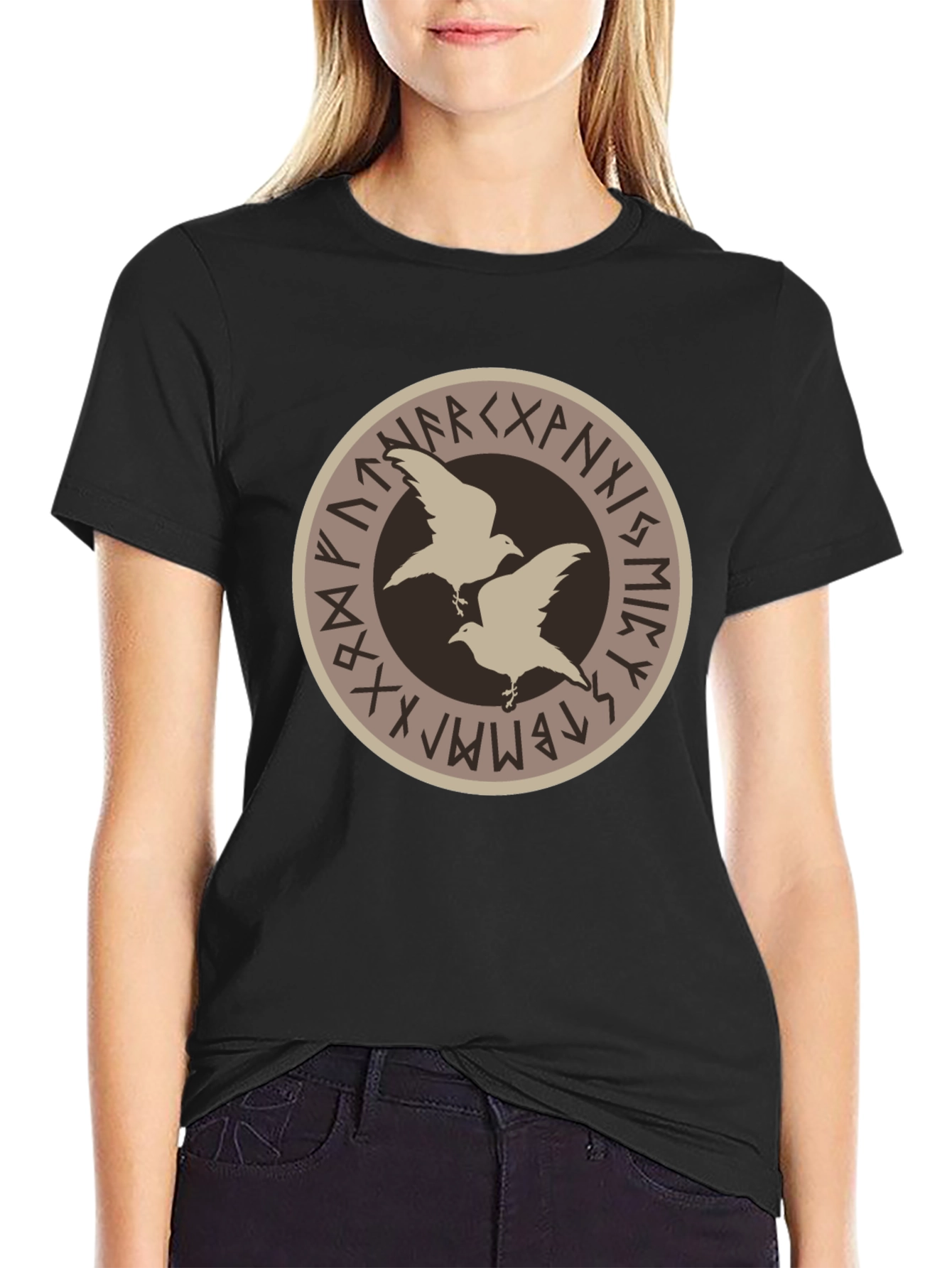 Viking Ravens Runes Black T-Shirt