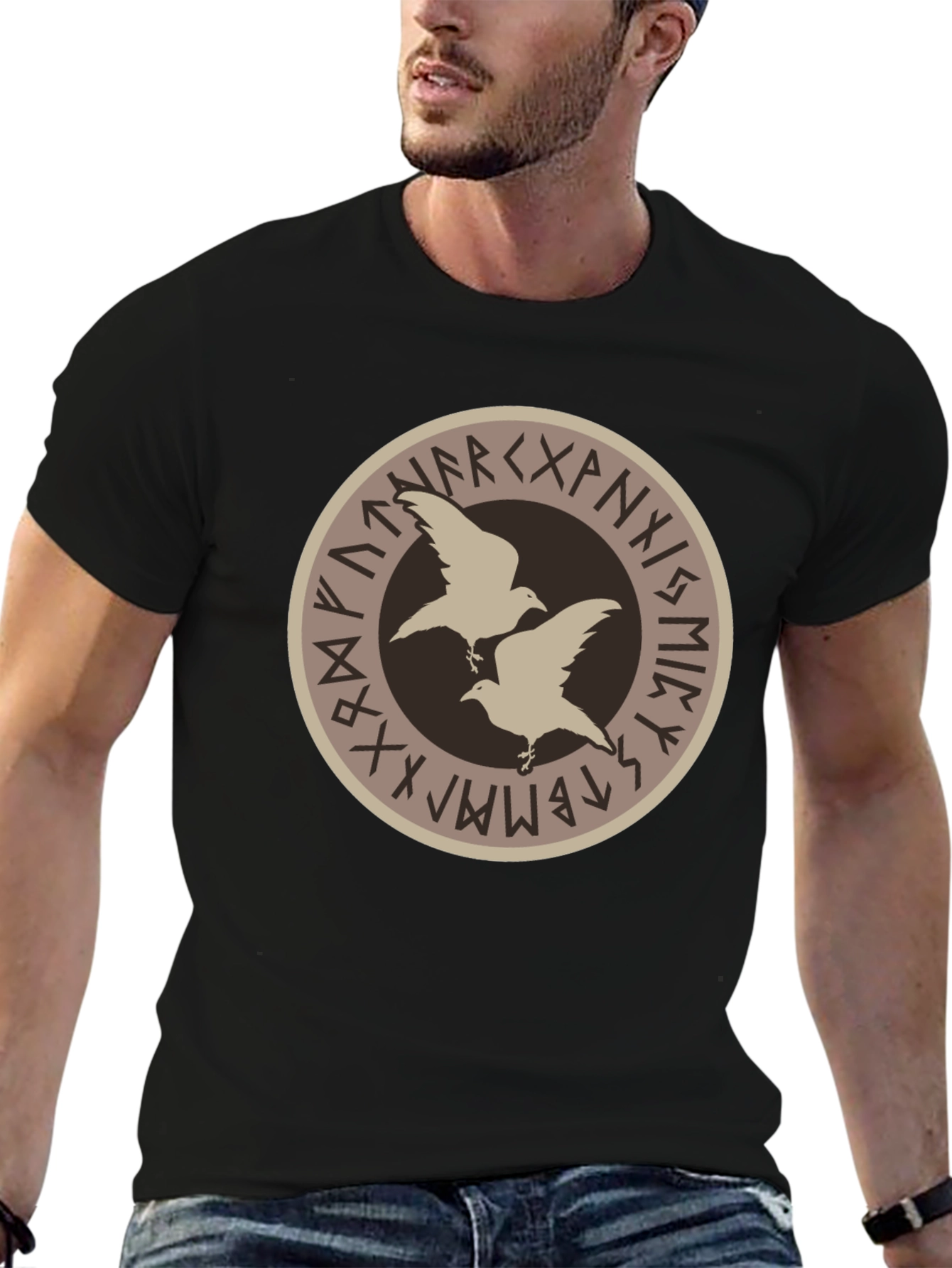 Viking Ravens Runes Black T-Shirt