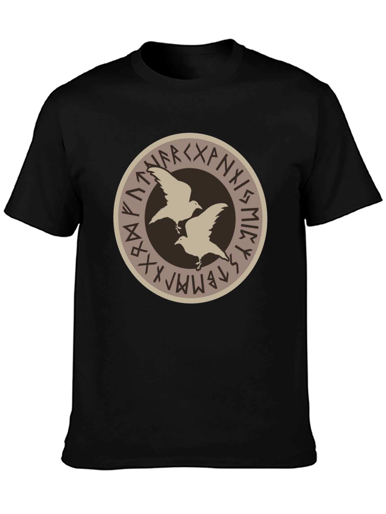 Viking Ravens Runes Black T-Shirt