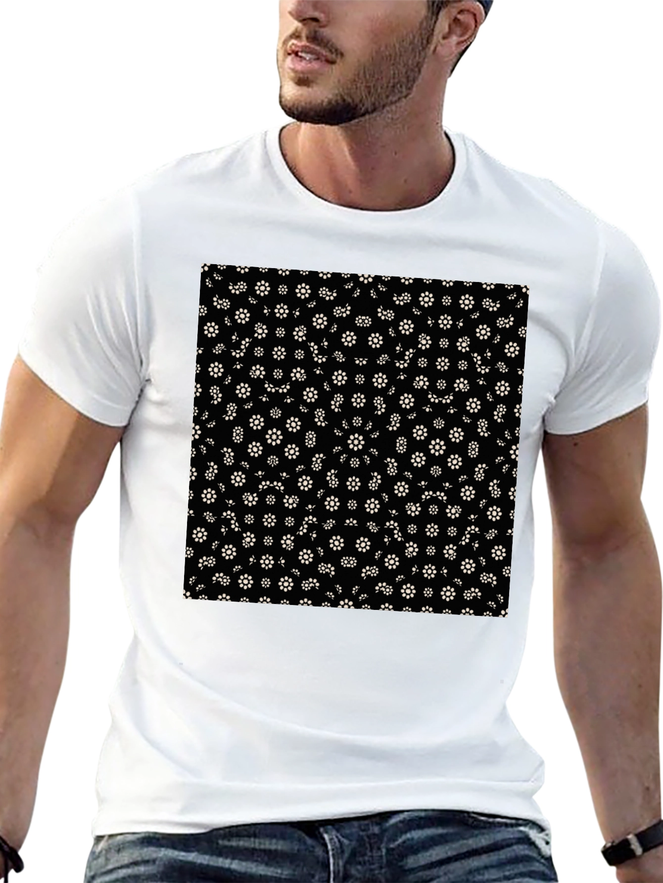 Floral Print Black T-Shirt - Stylish Everyday Wear