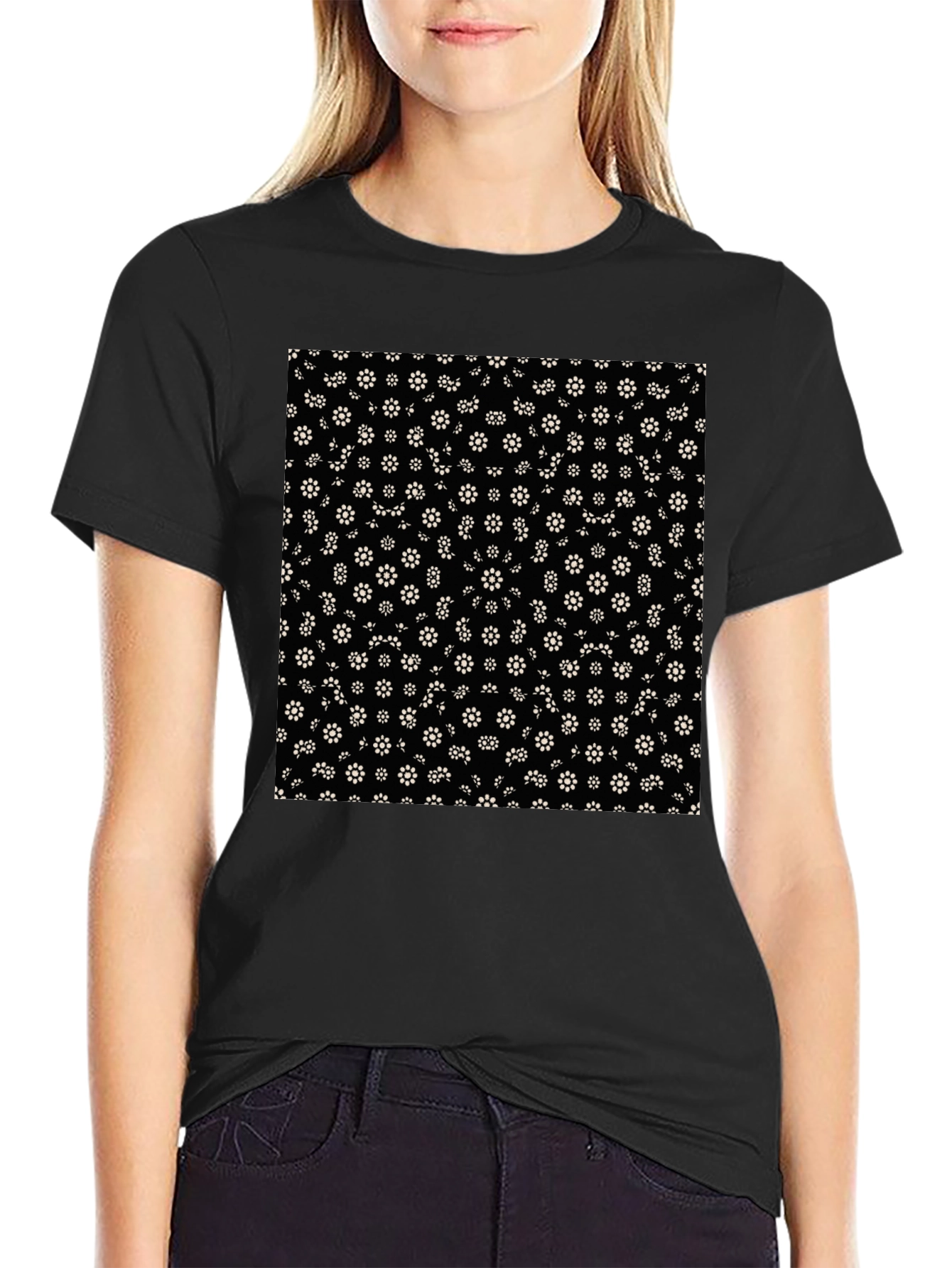 Floral Print Black T-Shirt - Stylish Everyday Wear