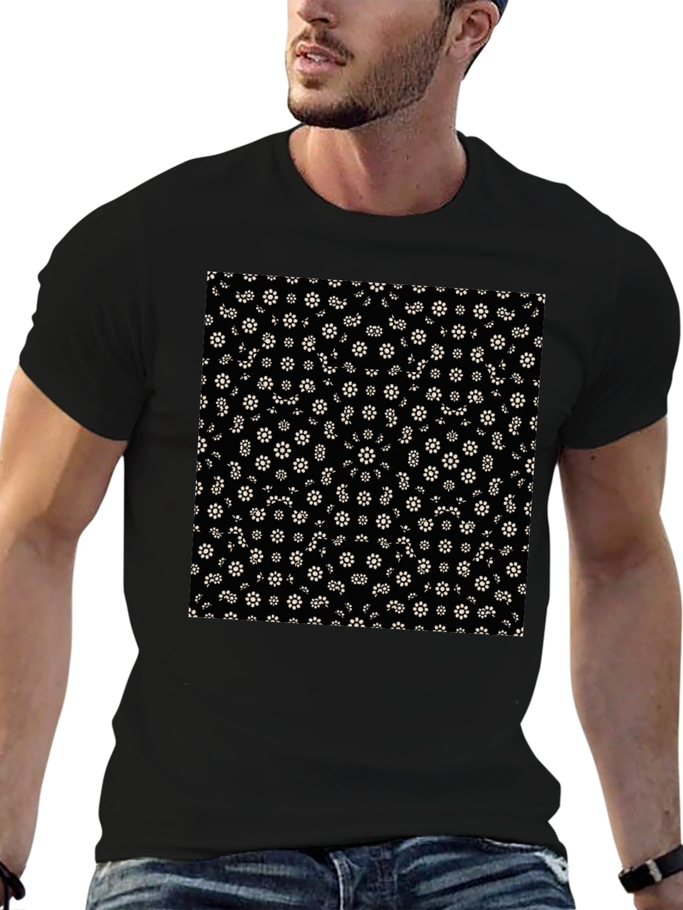 Floral Print Black T-Shirt - Stylish Everyday Wear