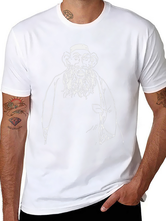 Unique Graphic Tee: Black T-Shirt with Old Man Design