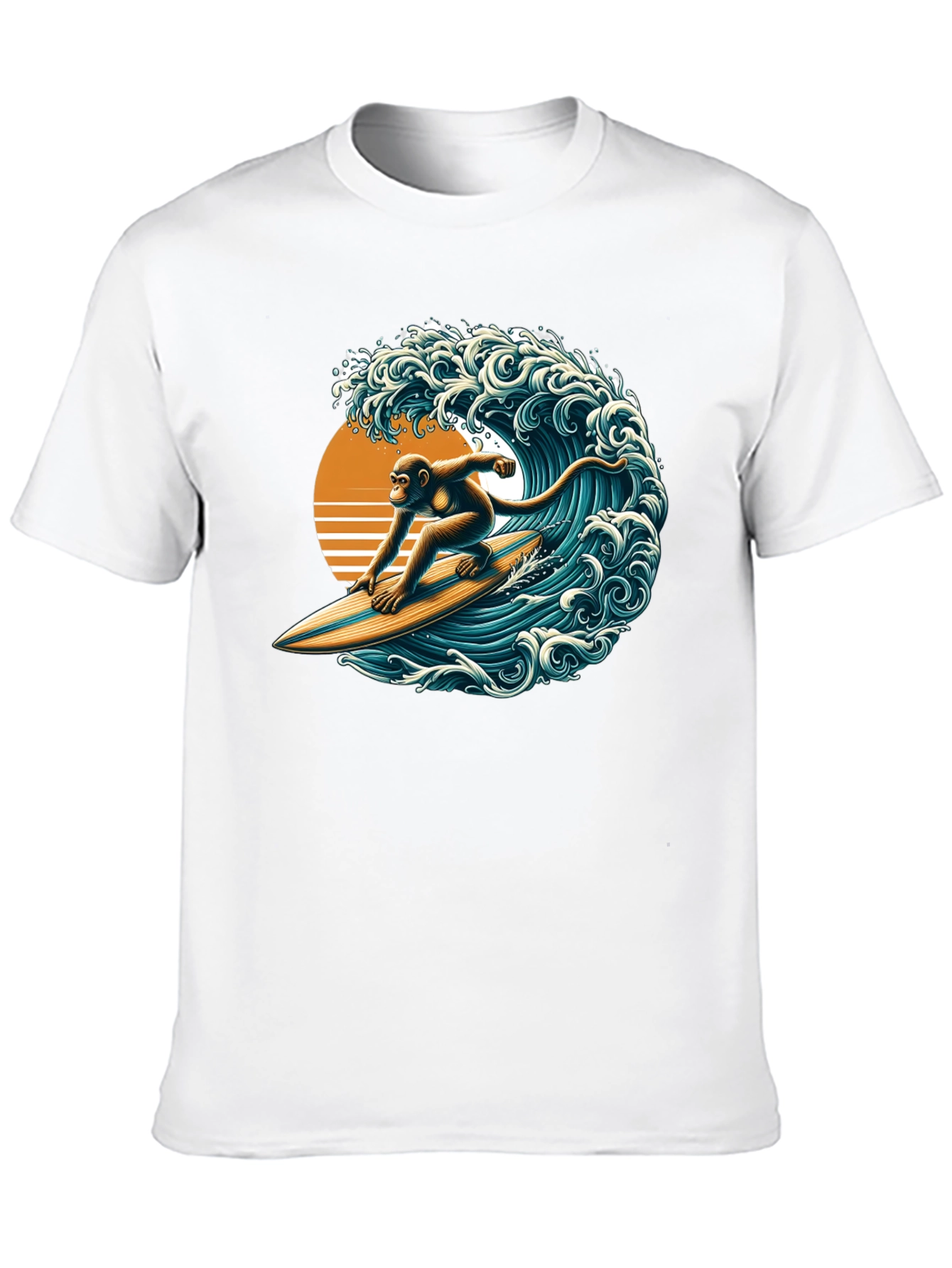 Surfing Monkey Graphic Tee - Black Cotton T-Shirt