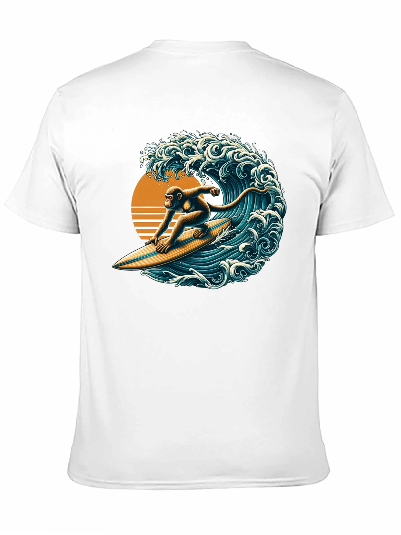 Surfing Monkey Graphic Tee - Black Cotton T-Shirt