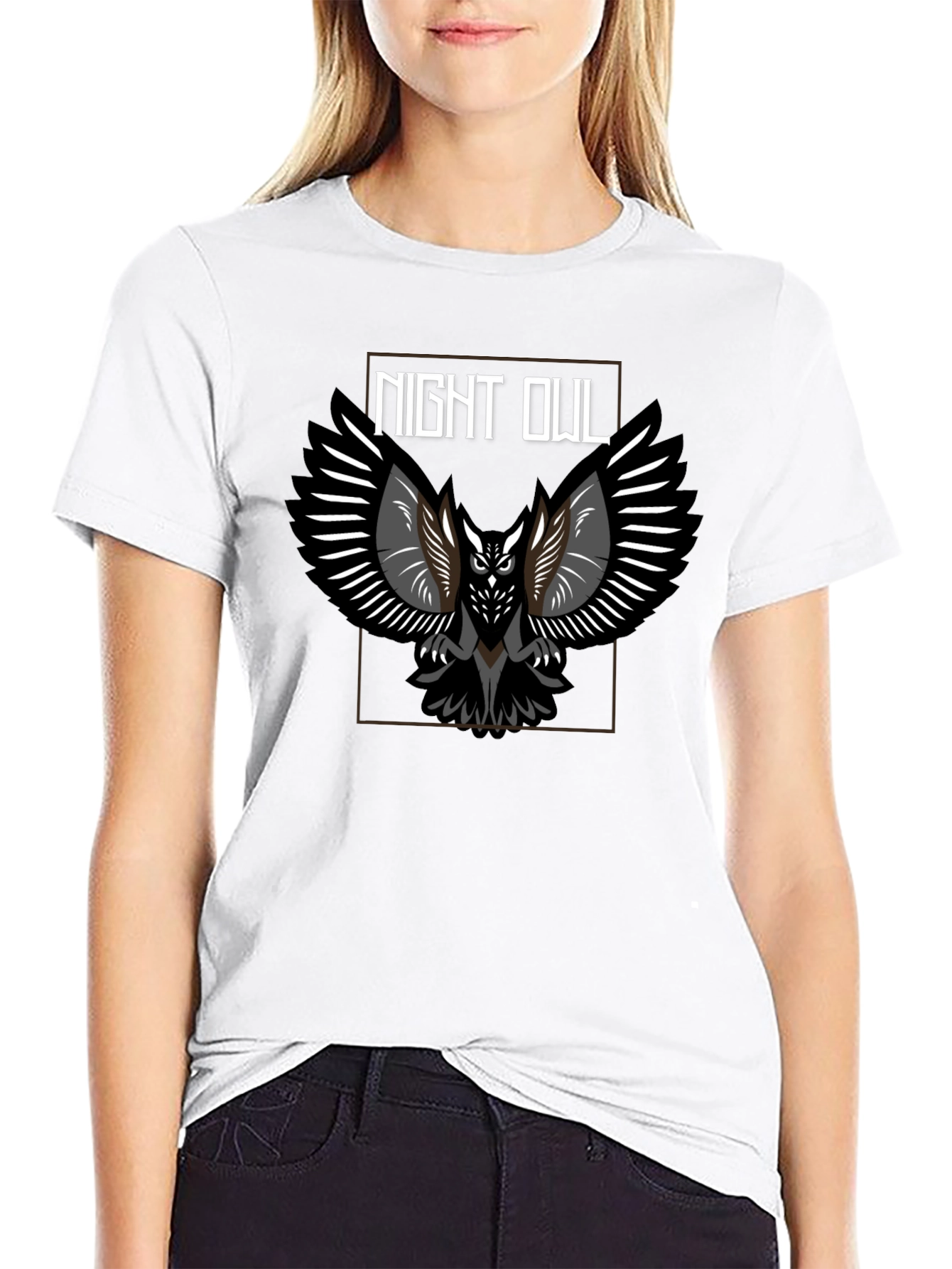 Night Owl Graphic Tee - Black Cotton Blend