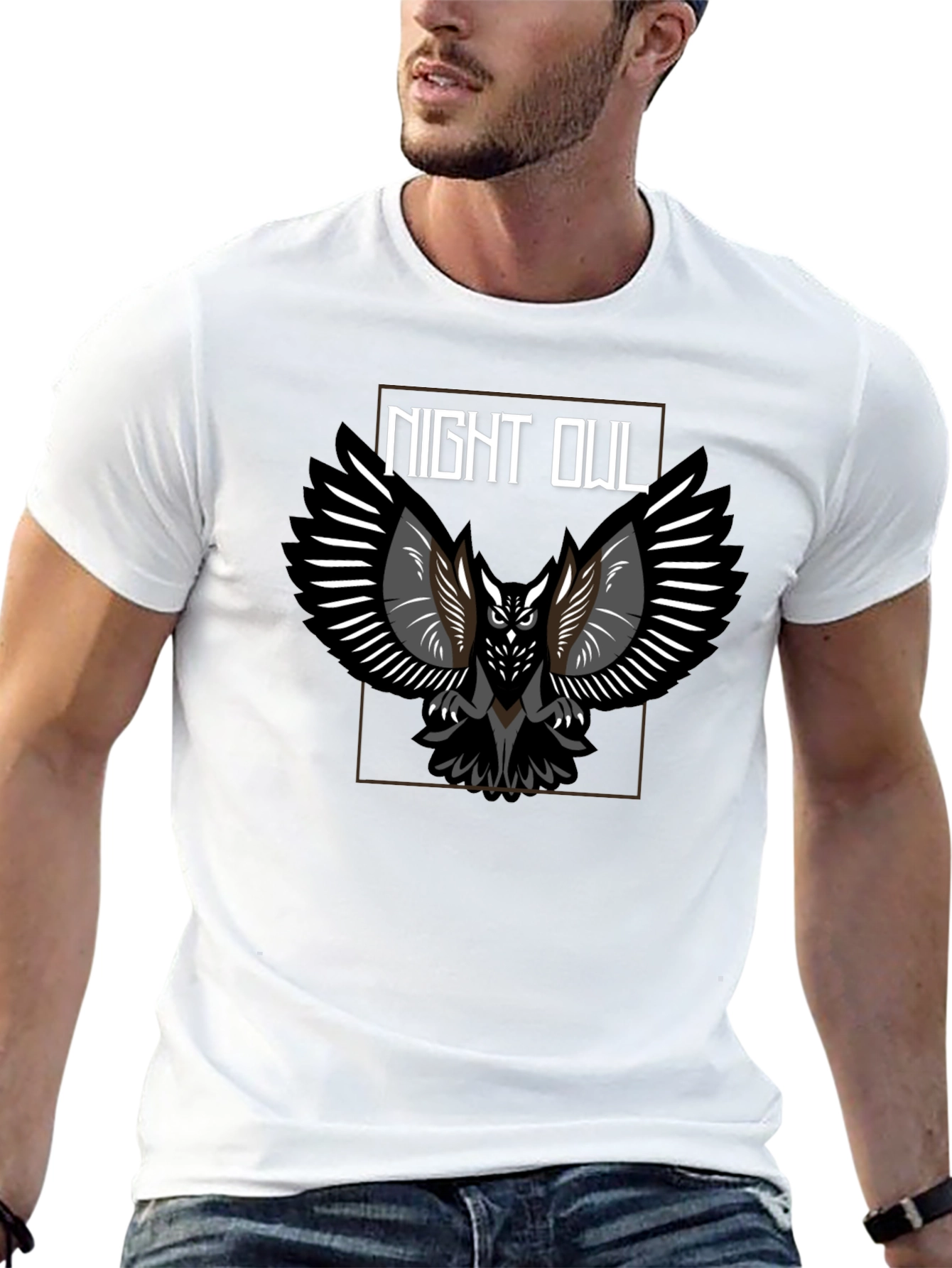 Night Owl Graphic Tee - Black Cotton Blend