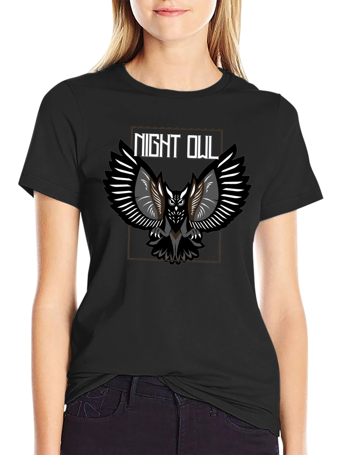 Night Owl Graphic Tee - Black Cotton Blend