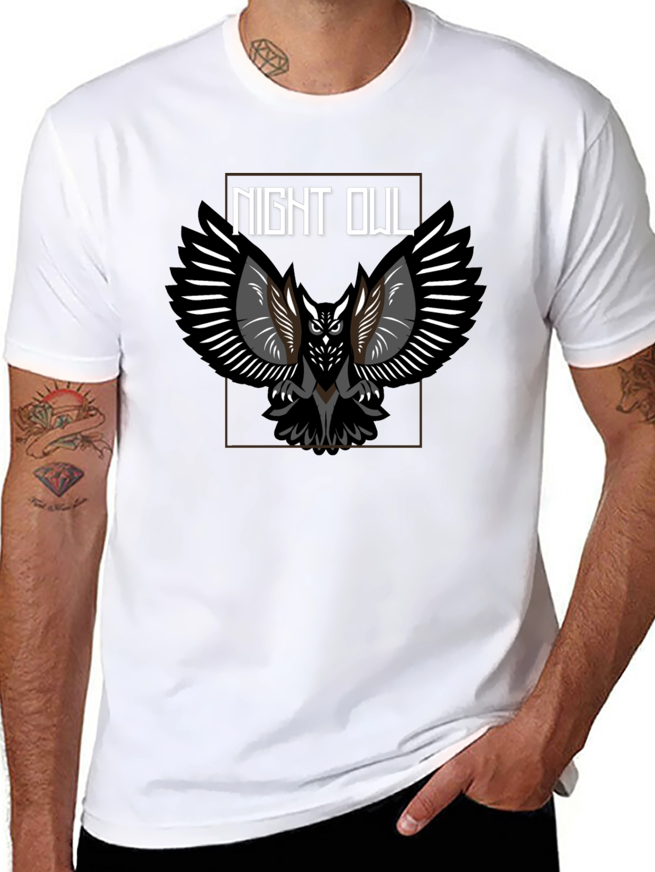 Night Owl Graphic Tee - Black Cotton Blend