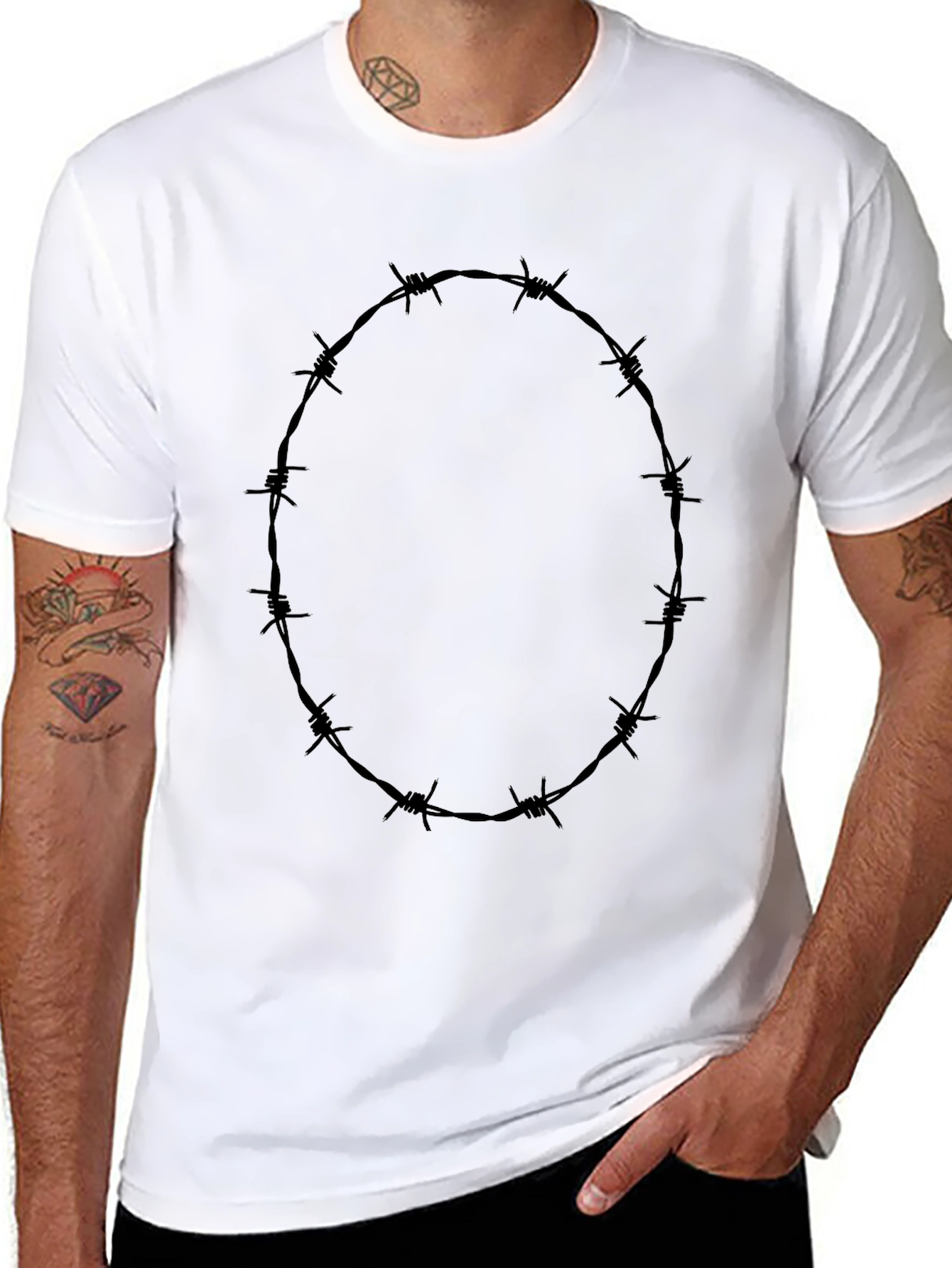 Barbed Wire Ring Graphic Black T-Shirt