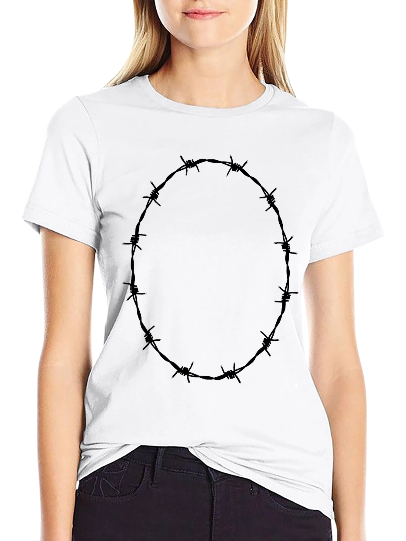 Barbed Wire Ring Graphic Black T-Shirt