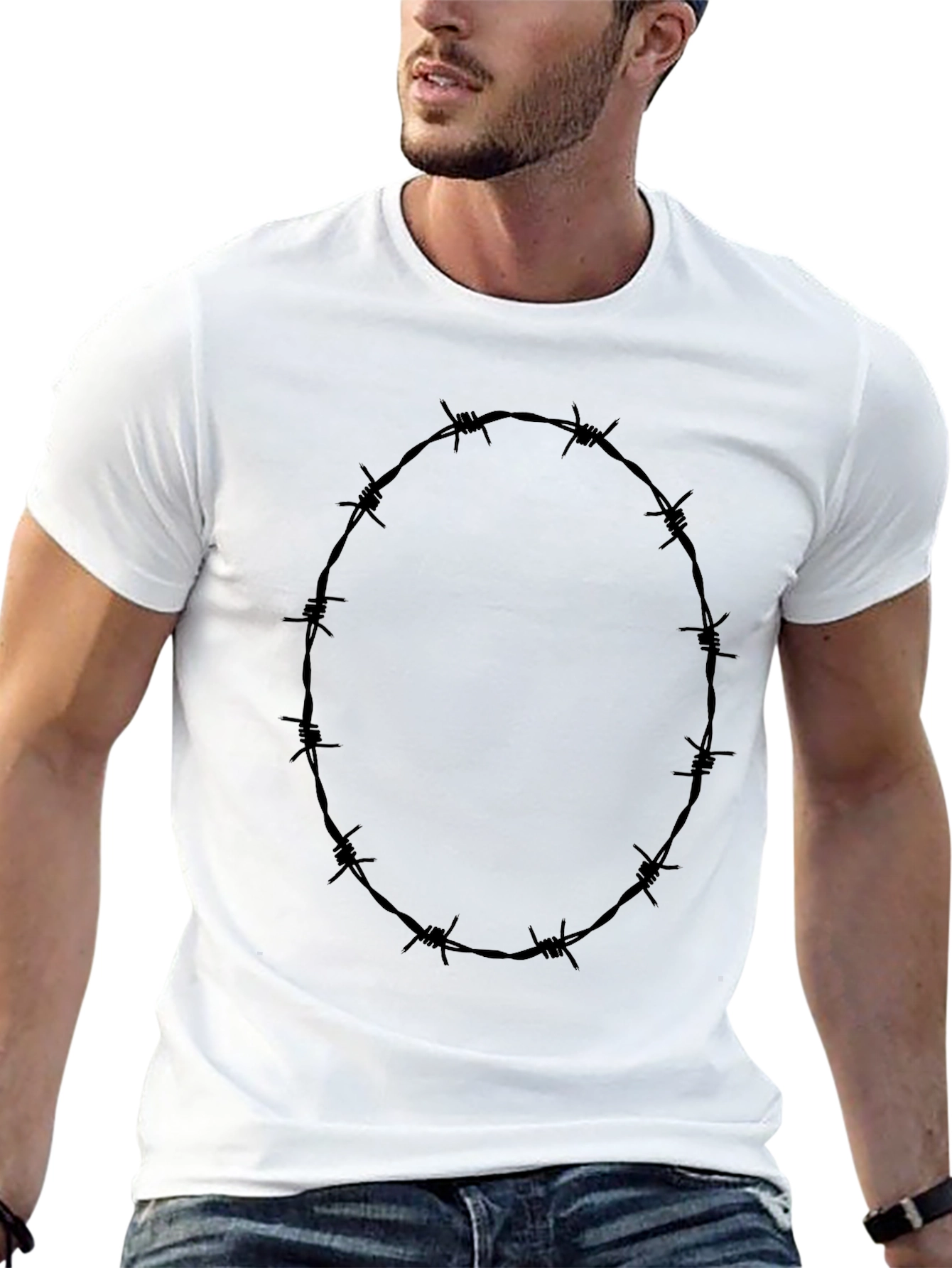 Barbed Wire Ring Graphic Black T-Shirt