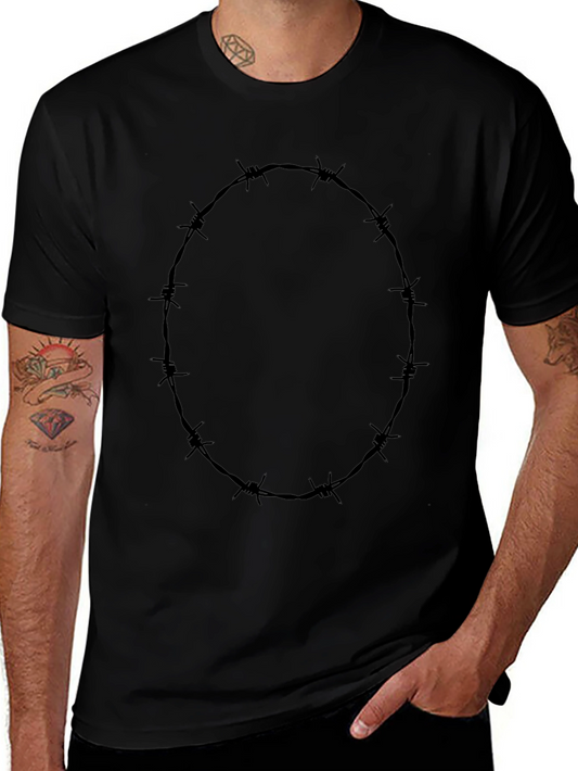 Barbed Wire Ring Graphic Black T-Shirt