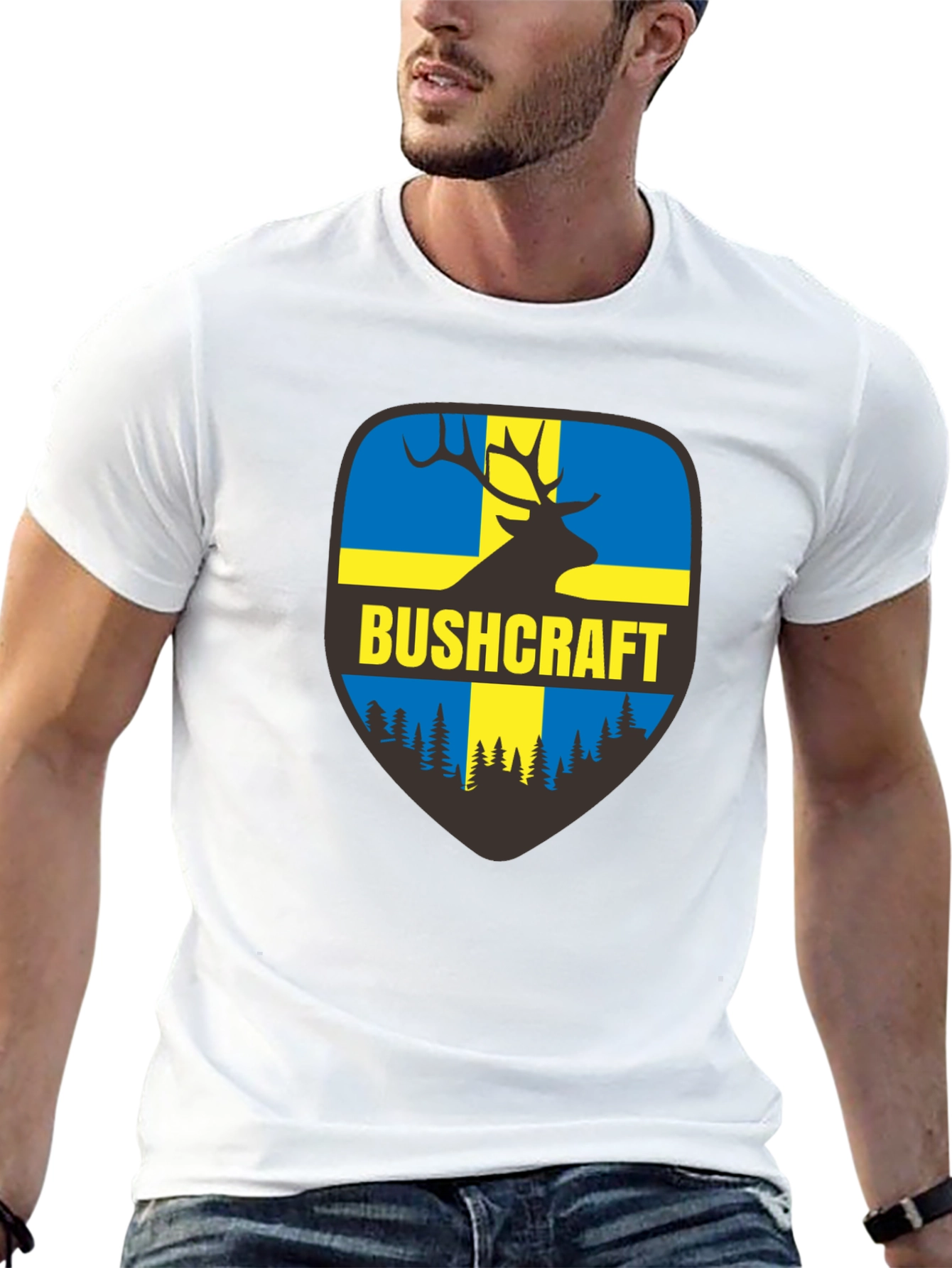 Bushcraft Sweden Flag Deer T-Shirt