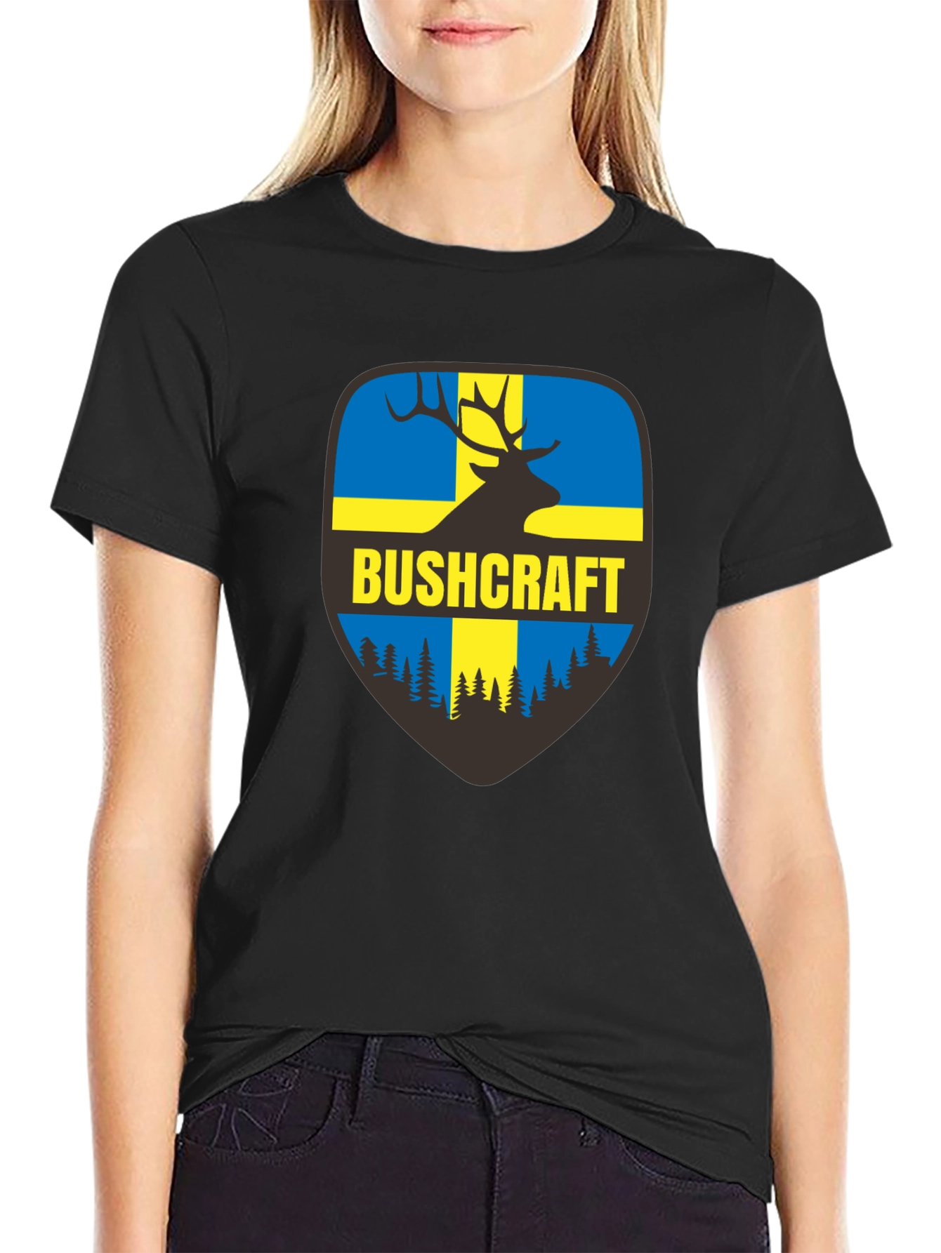 Bushcraft Sweden Flag Deer T-Shirt