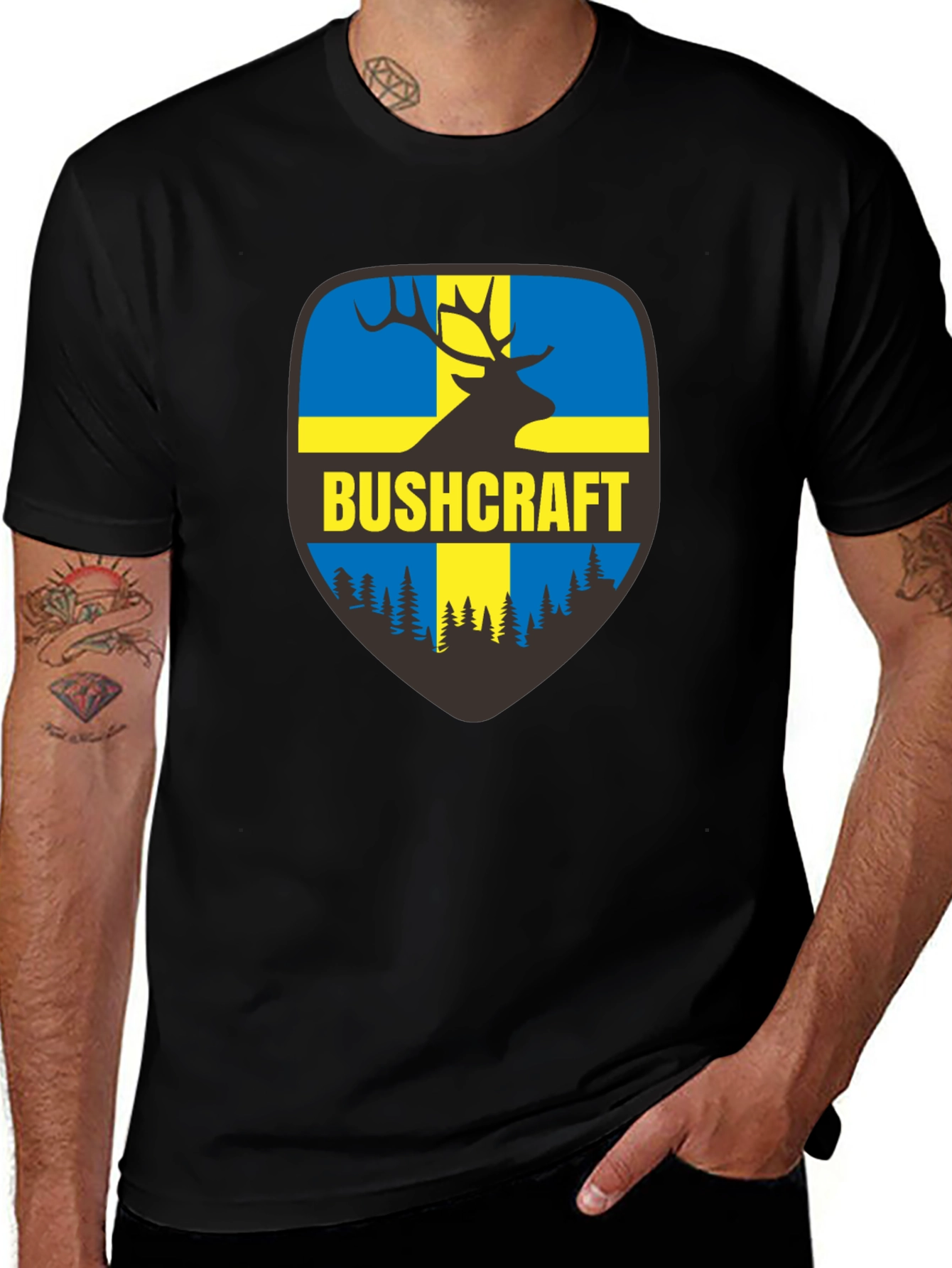 Bushcraft Sweden Flag Deer T-Shirt