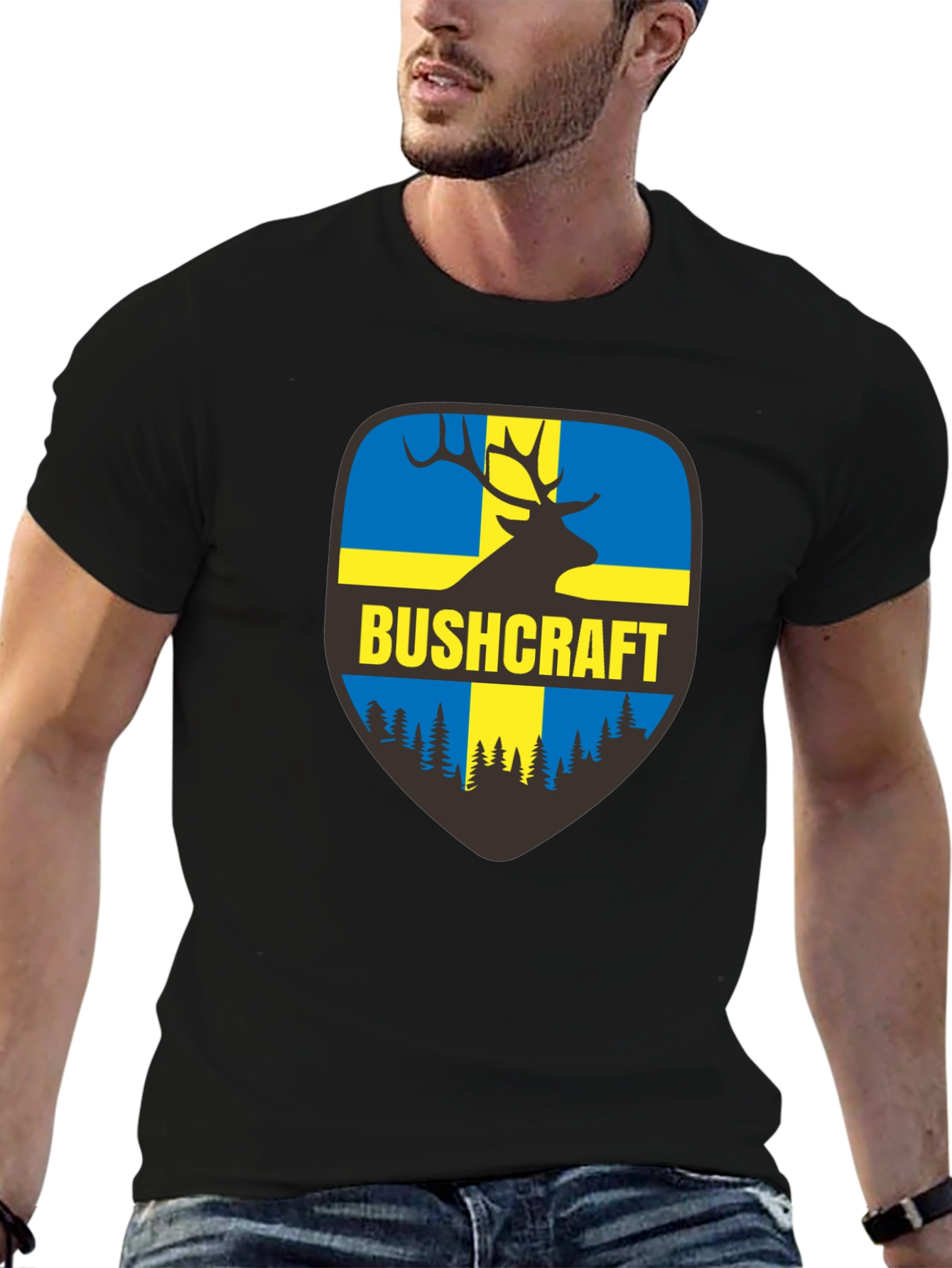 Bushcraft Sweden Flag Deer T-Shirt