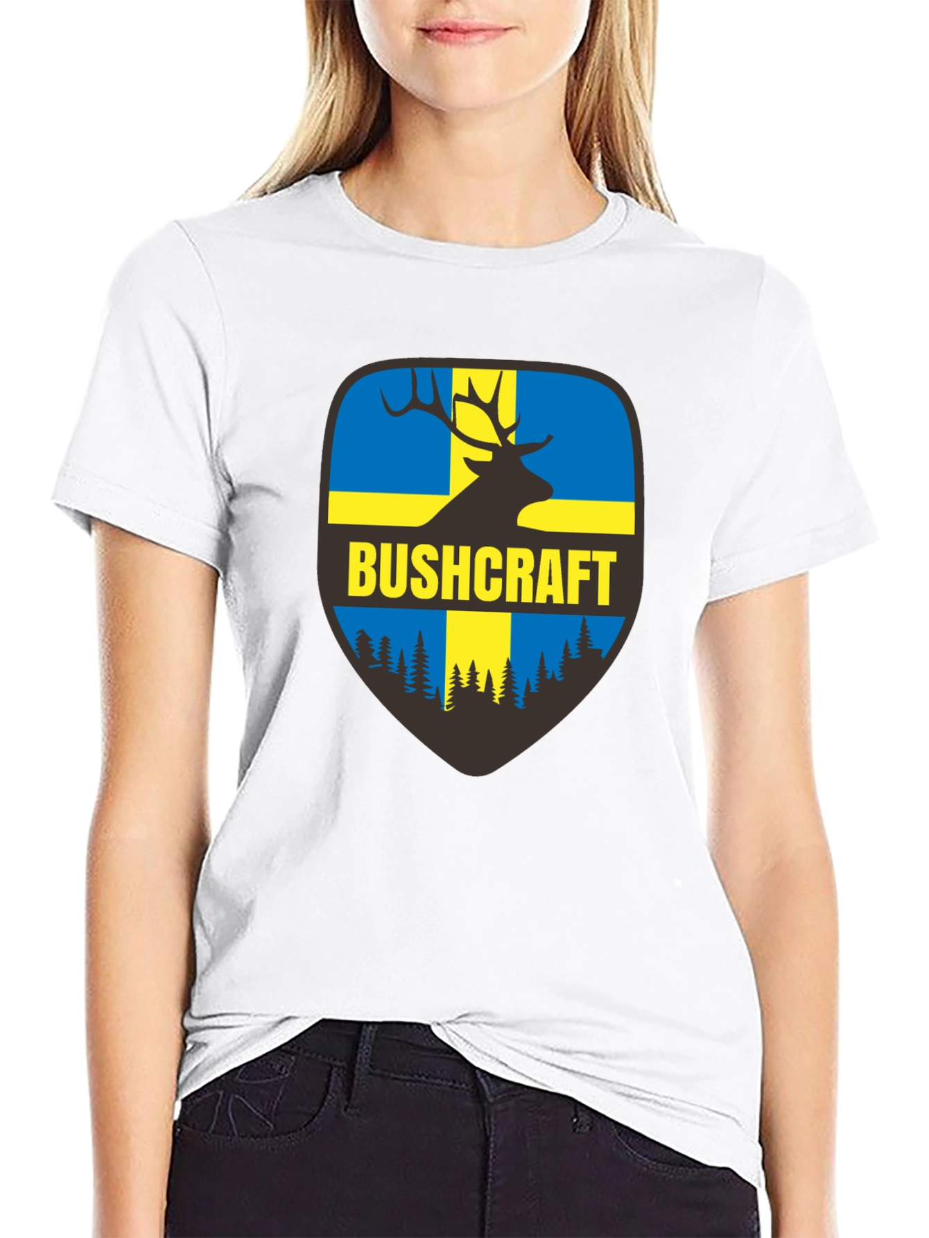 Bushcraft Sweden Flag Deer T-Shirt